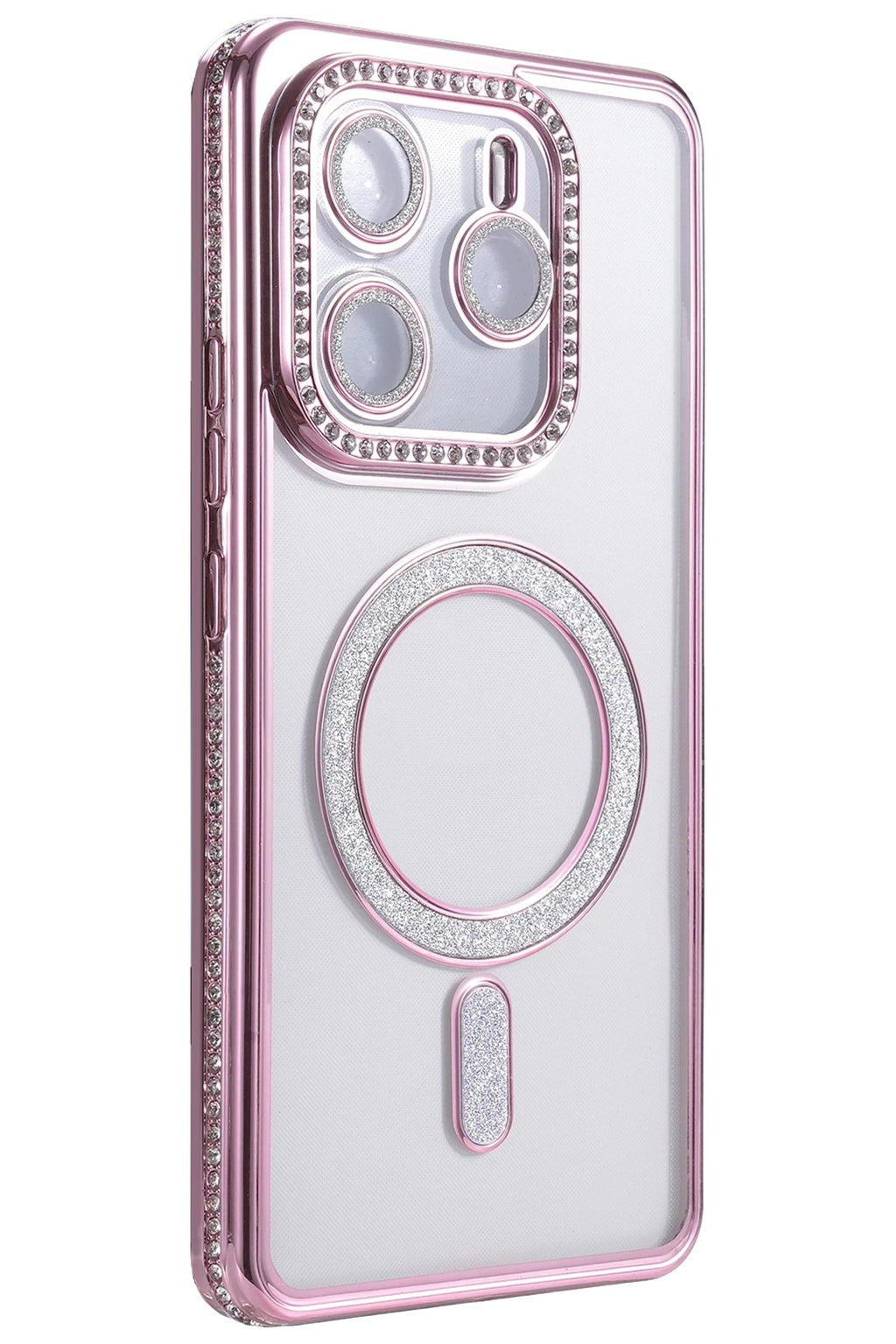 Mey İthalat® Redmi Note 14 4G Joke Simli Magneticsafe Kılıf - Pembe