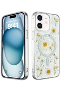 Mey İthalat® iPhone 12 Kılıf Daisy Simli Magsafe Kapak - Gümüş