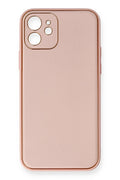Mey İthalat® iPhone 12 Kılıf Coco Deri Silikon Kapak - Pembe