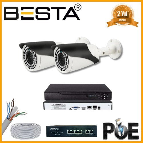 5 MP 1440P 2 Kameralı IP POE Güvenlik Seti