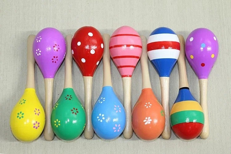 Ahşap Yumurta Marakas 20 cm - Renkli Eğitici Ritim ve Müzik Aleti