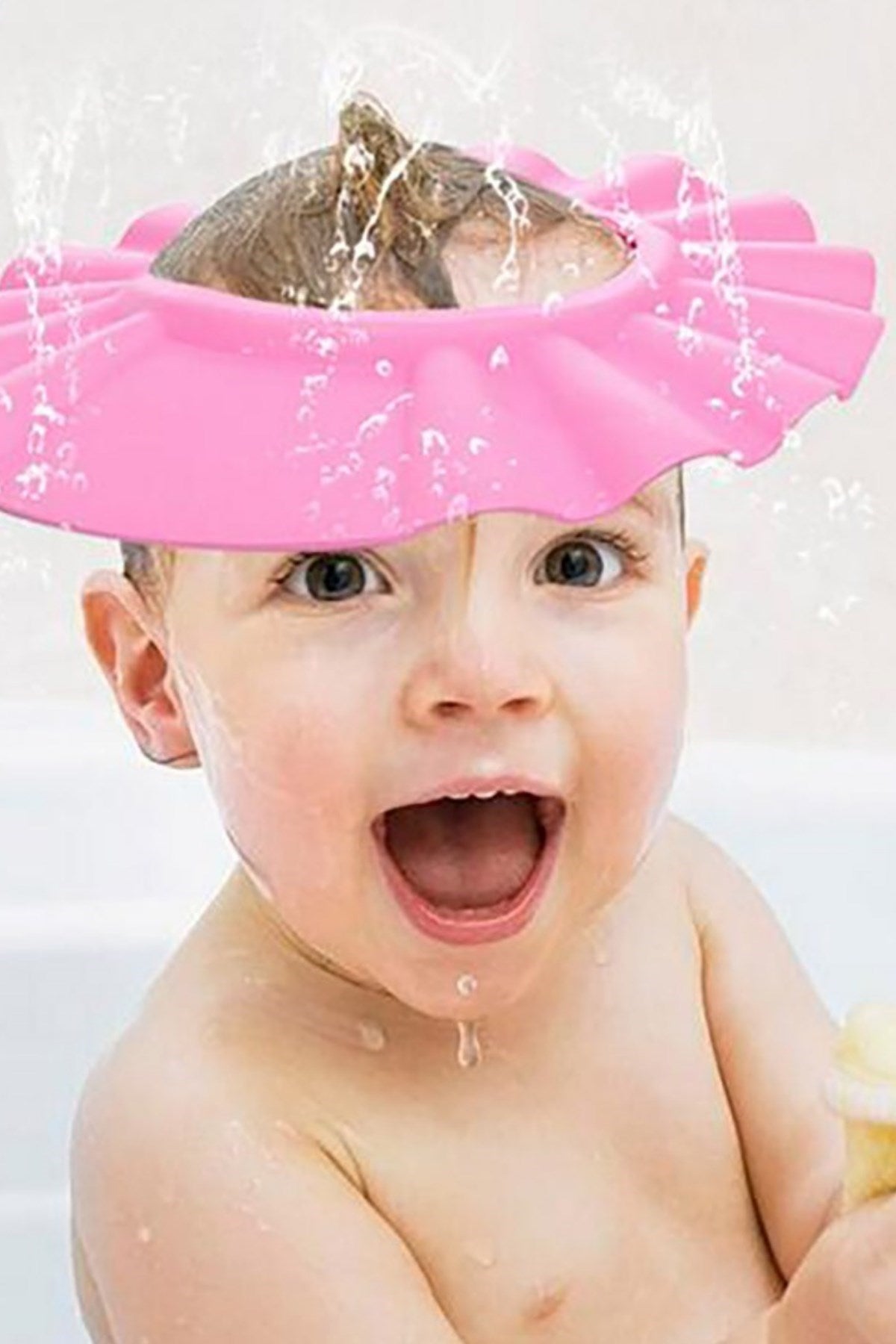 Ayarlanabilir Bebek Banyo Şapkası Pembe Küvet Şapkası Başlığı