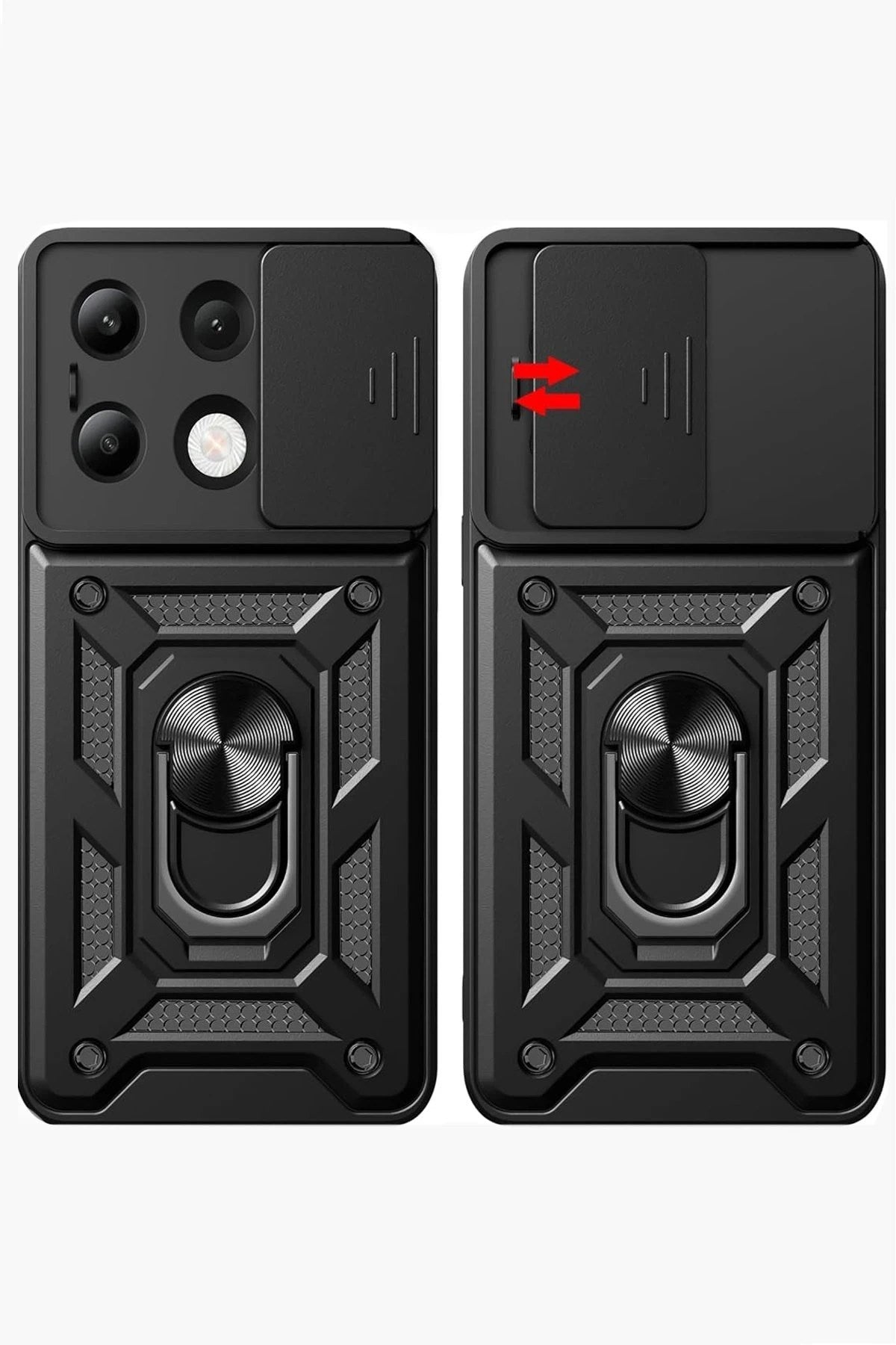 Mey İthalat® Redmi Note 13 4G Kılıf Pars Lens Yüzüklü Silikon - Yeşil