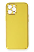 Mey İthalat® iPhone 12 Pro Max Kılıf Coco Deri Silikon Kapak - Sarı