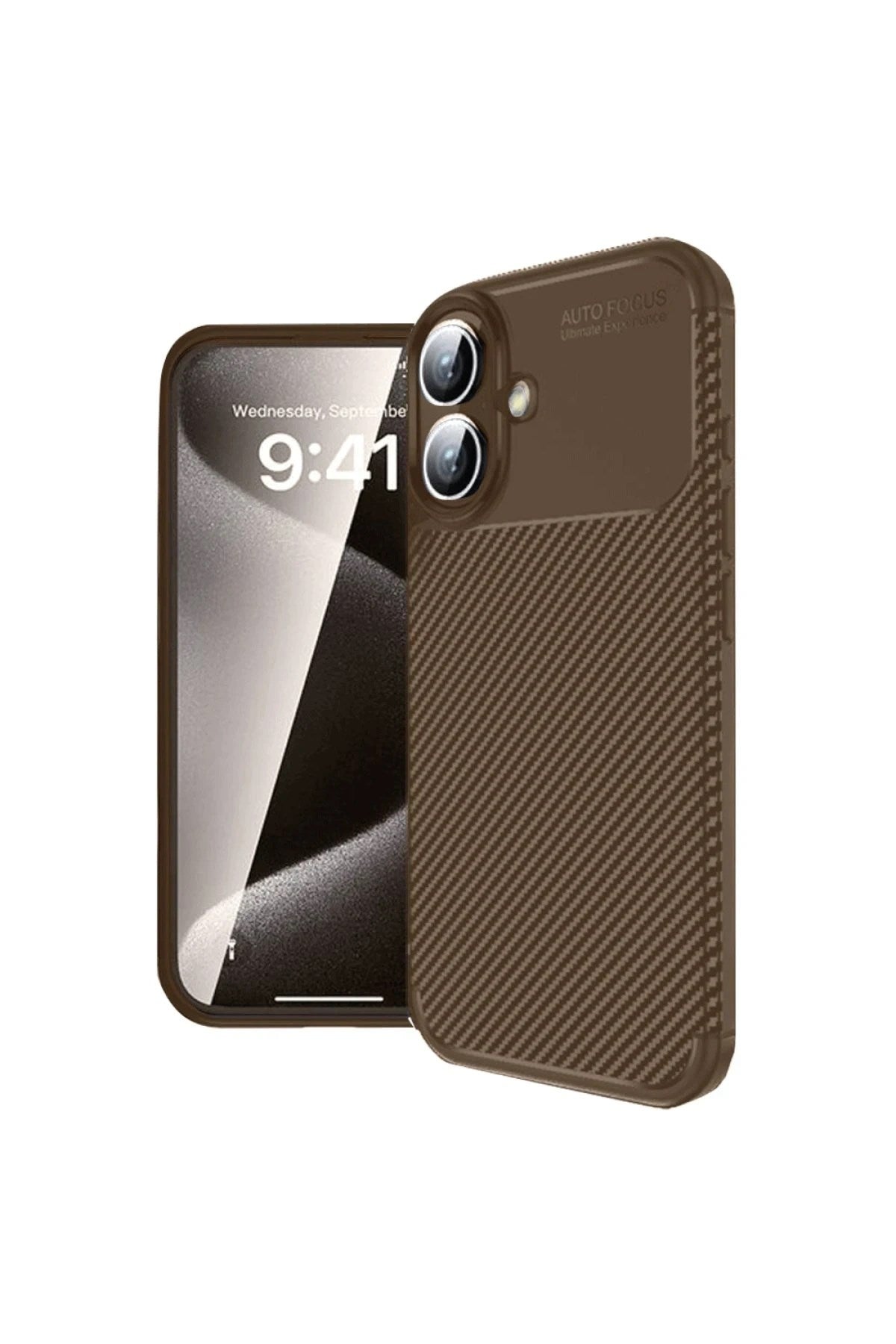 Mey İthalat® iPhone 16 Kılıf Auto Focus Karbon Kapak - Kahverengi