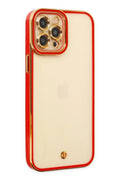 Mey İthalat® iPhone 12 Pro Kılıf Liva Lens Silikon - Kırmızı