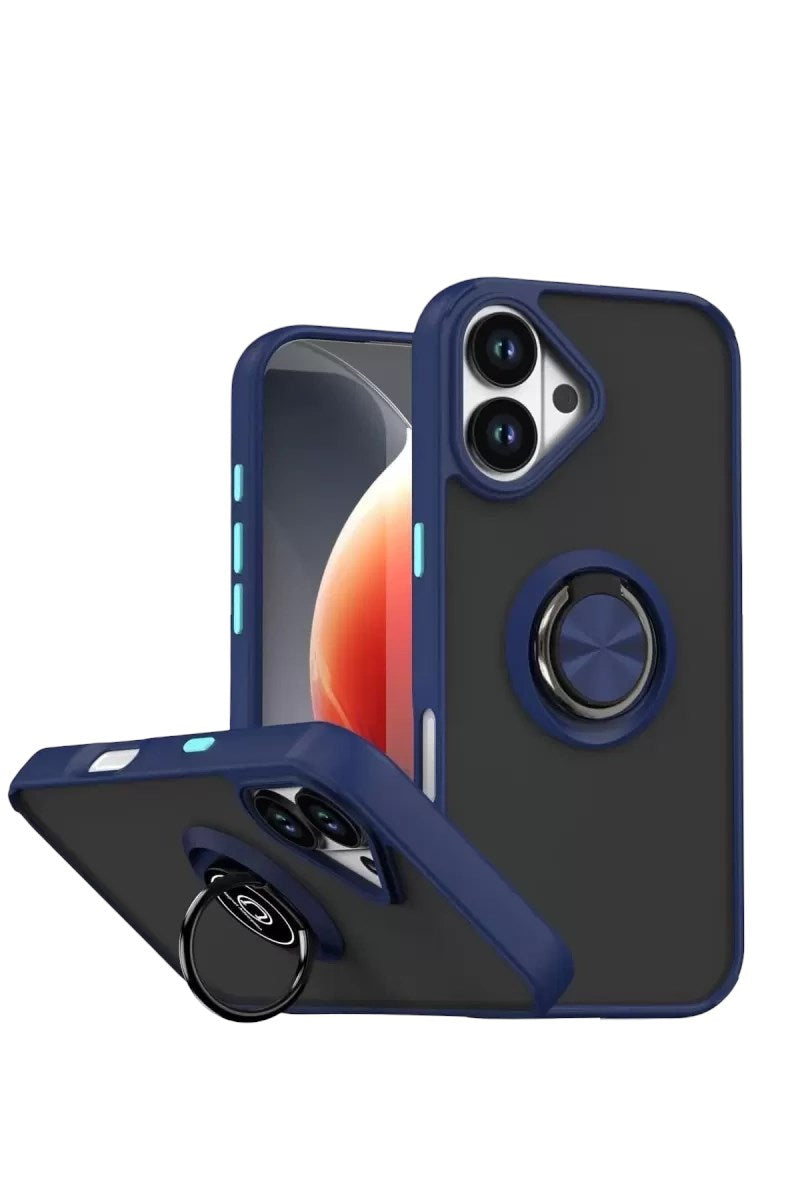 Mey İthalat® iPhone 17 Montreal Yüzüklü Silikon Kapak - Lacivert
