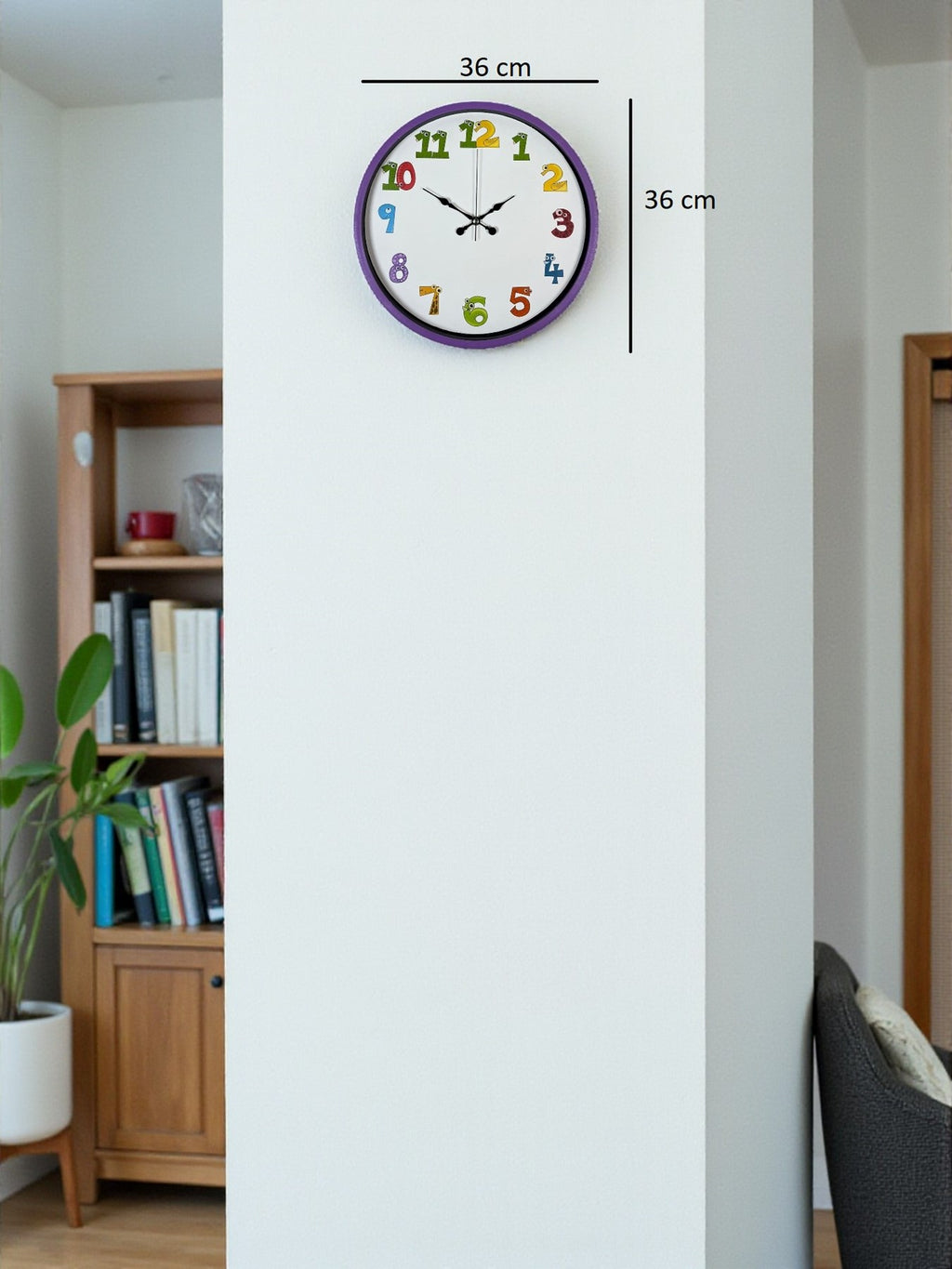 36 Cm Mor Çocuk Odası Duvar Saati