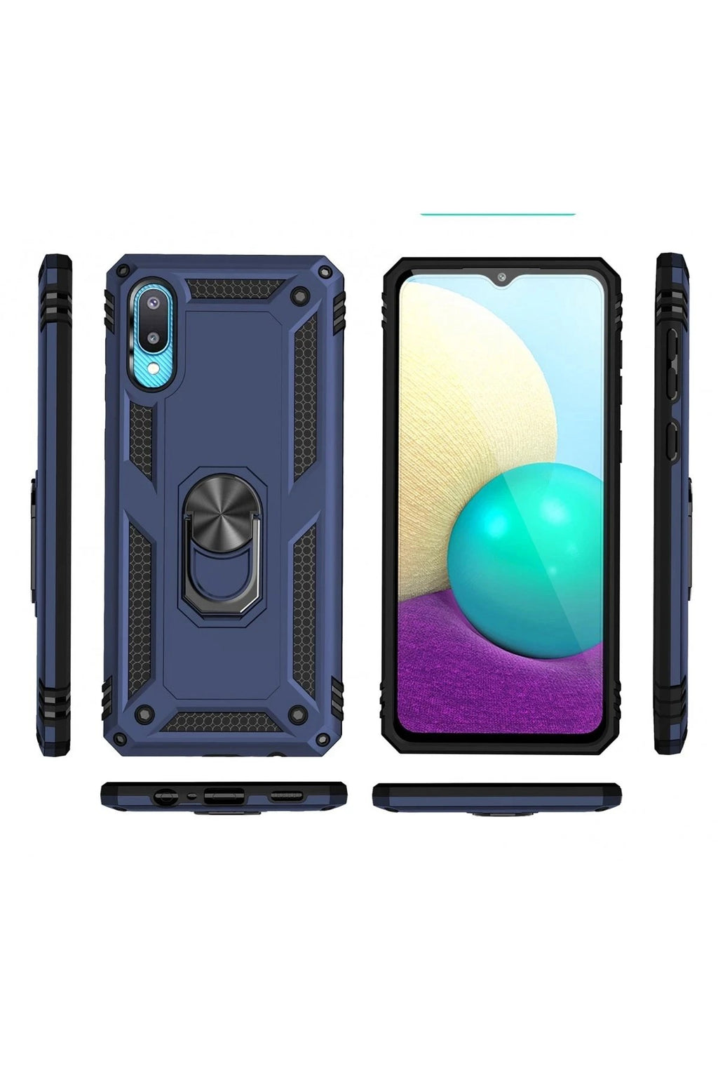 Mey İthalat® Samsung Galaxy A02 Kılıf Sofya Yüzüklü Silikon Kapak - Lacivert