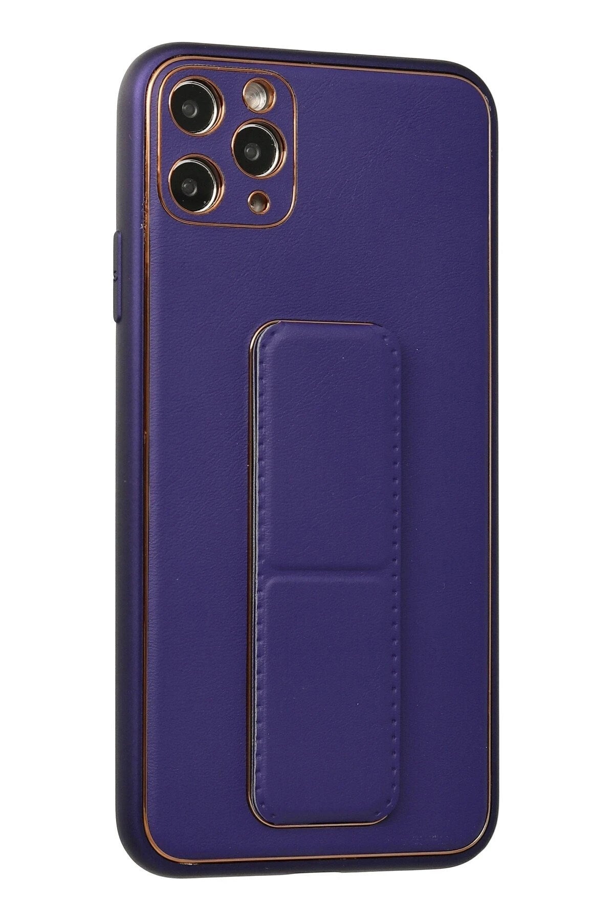 Mey İthalat® iPhone 11 Pro Max Kılıf Coco Deri Standlı Kapak - Mor