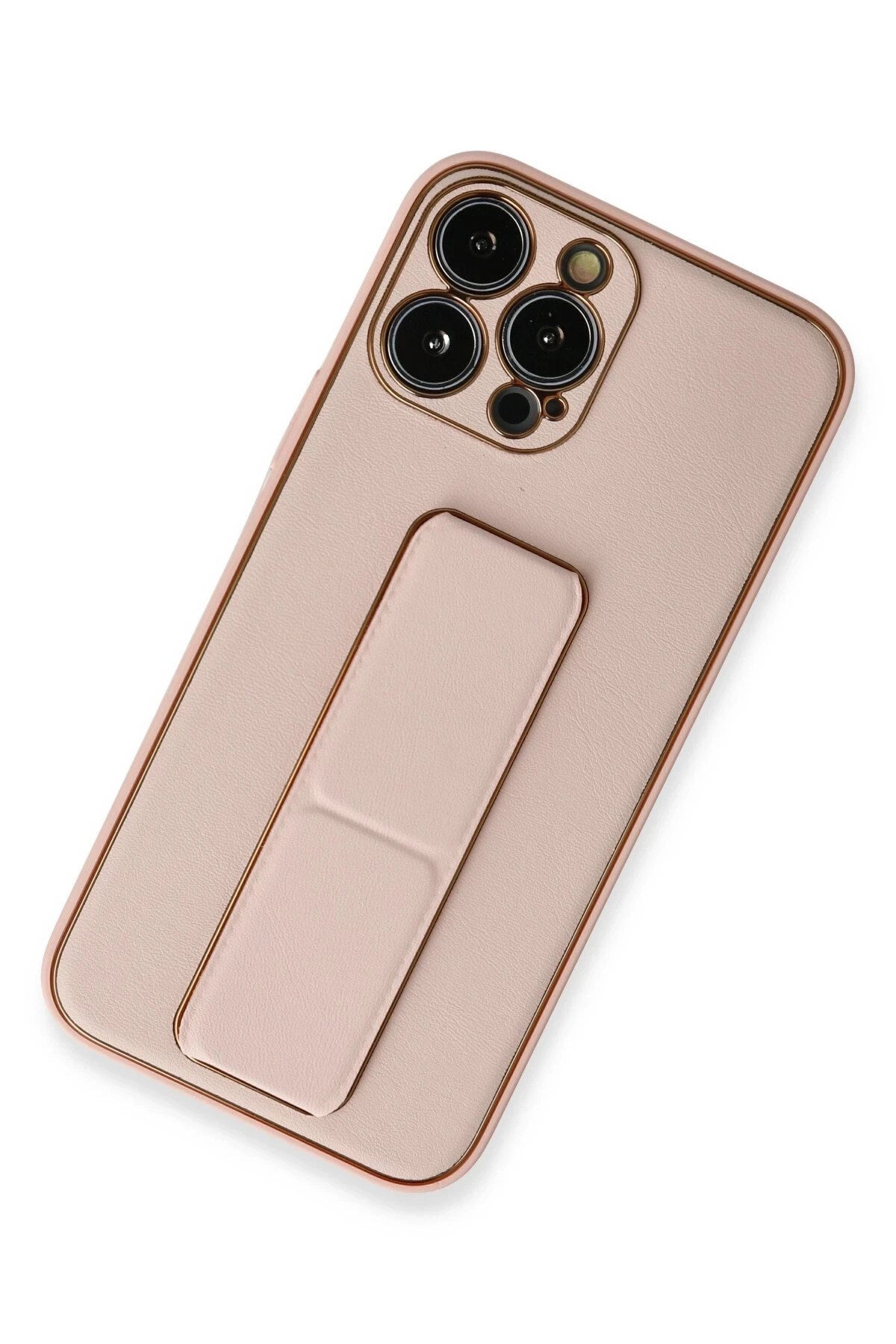 Mey İthalat® iPhone 13 Pro Kılıf Coco Deri Standlı Kapak - Pembe
