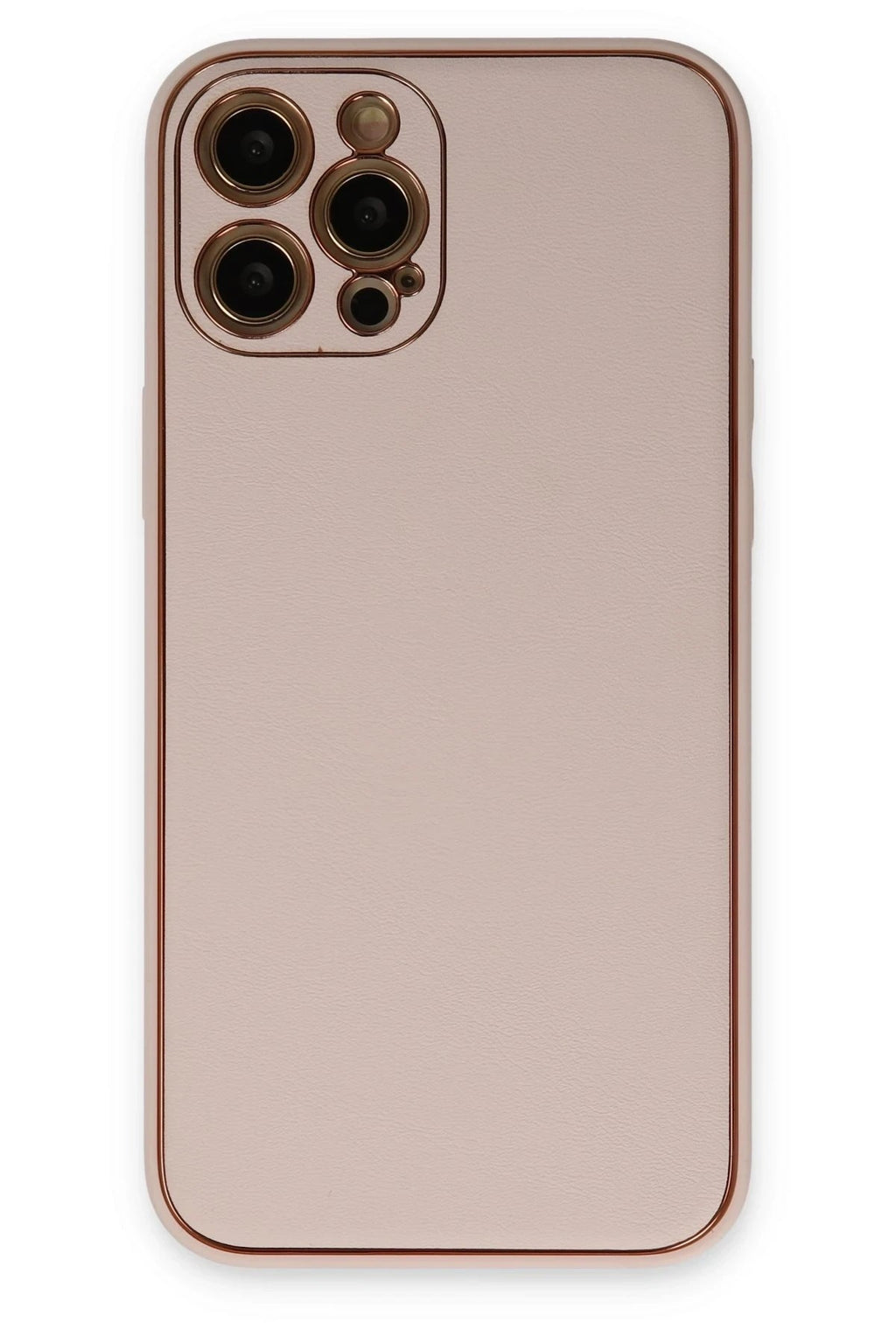 Mey İthalat® iPhone 12 Pro Max Kılıf Coco Deri Silikon Kapak - Pudra