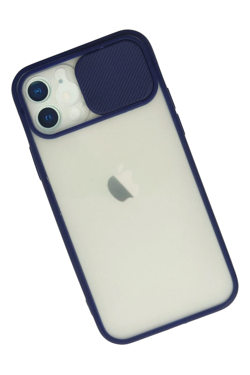 Mey İthalat® iPhone 12 Kılıf Palm Buzlu Kamera Sürgülü Silikon - Lacivert