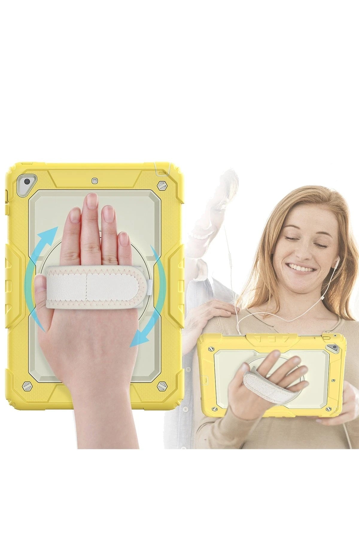 Mey İthalat® iPad 5 Air 9.7 Kılıf Strap New Tablet Kapak - Sarı