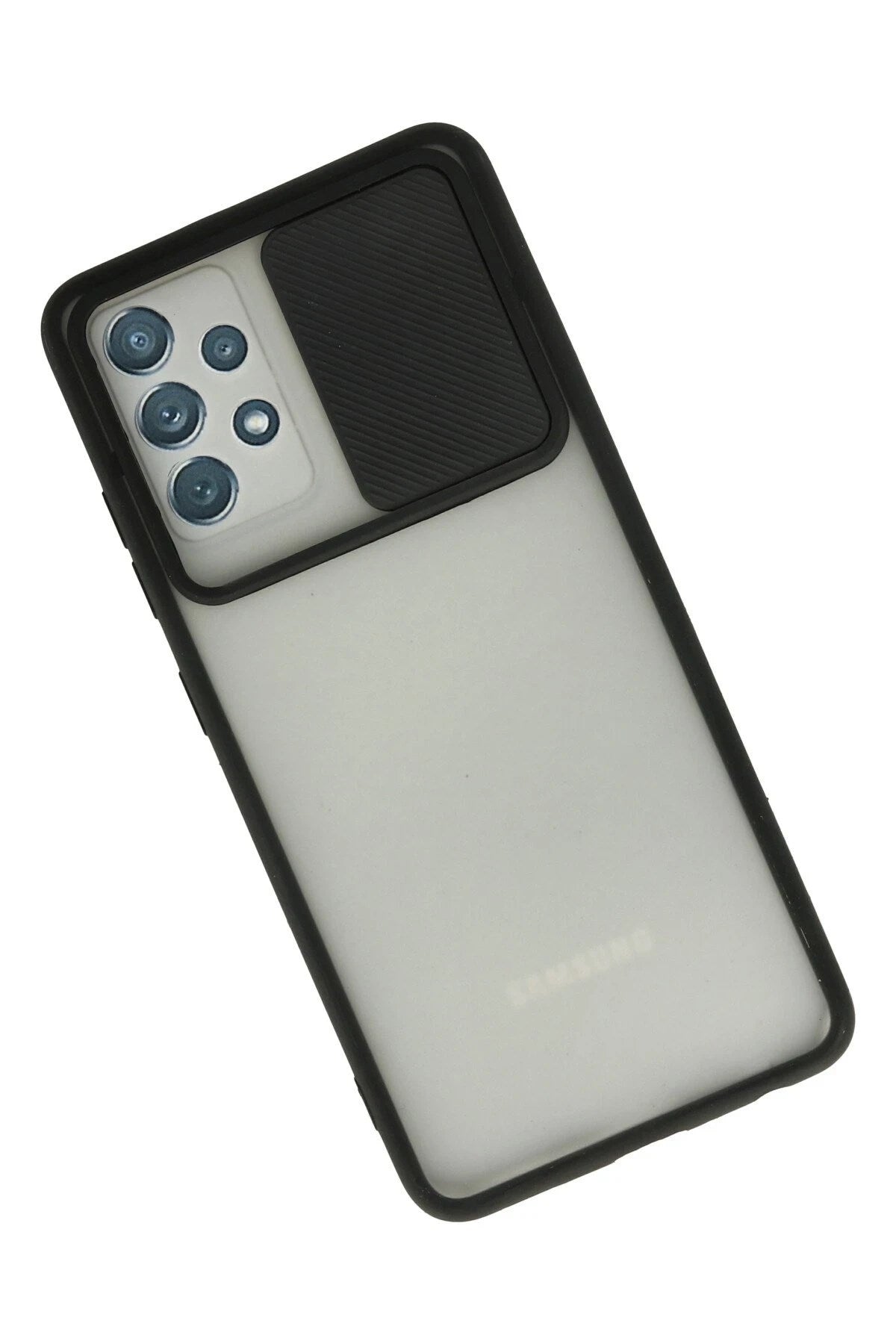 Mey İthalat® Samsung Galaxy A72 Kılıf Palm Buzlu Kamera Sürgülü Silikon - Siyah