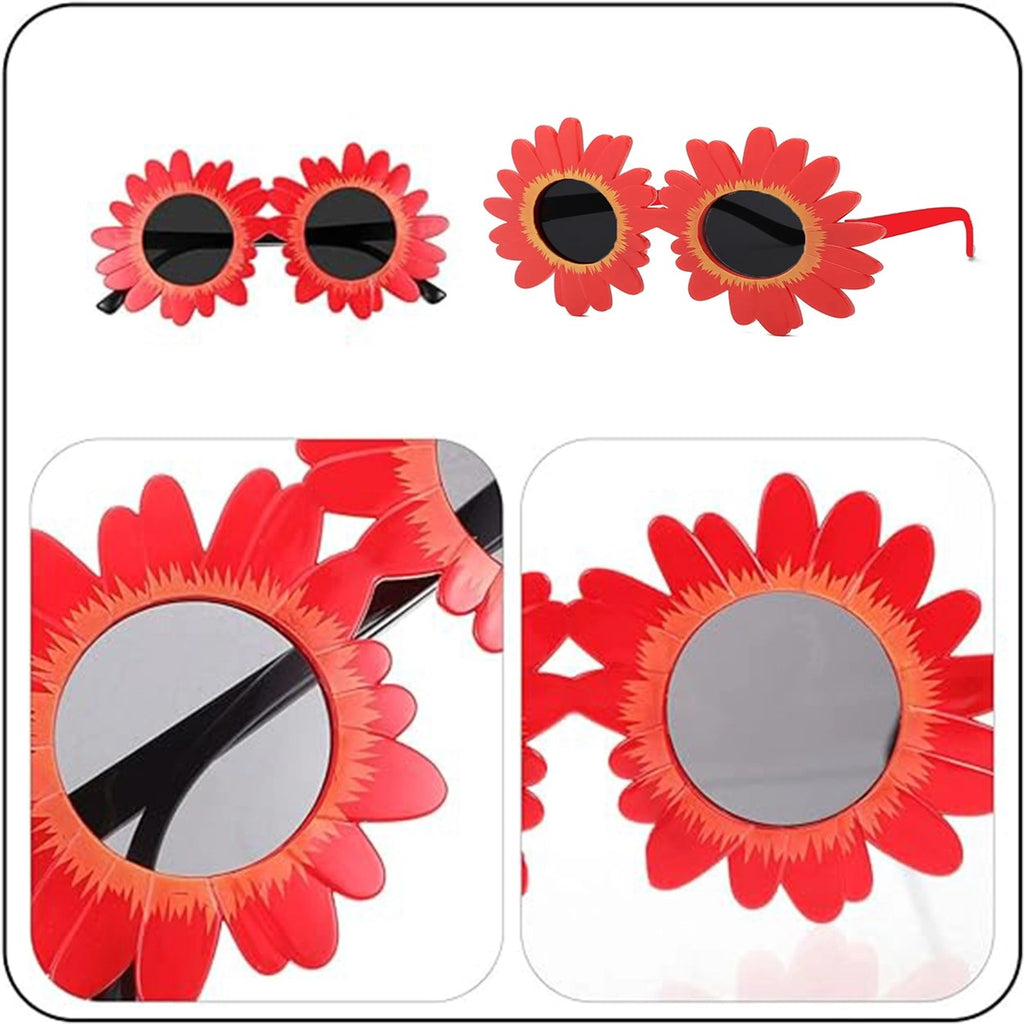 Mey İthalat® Kırmızı Renk Papatya Şekilli Parti Gözlüğü 18x10 cm