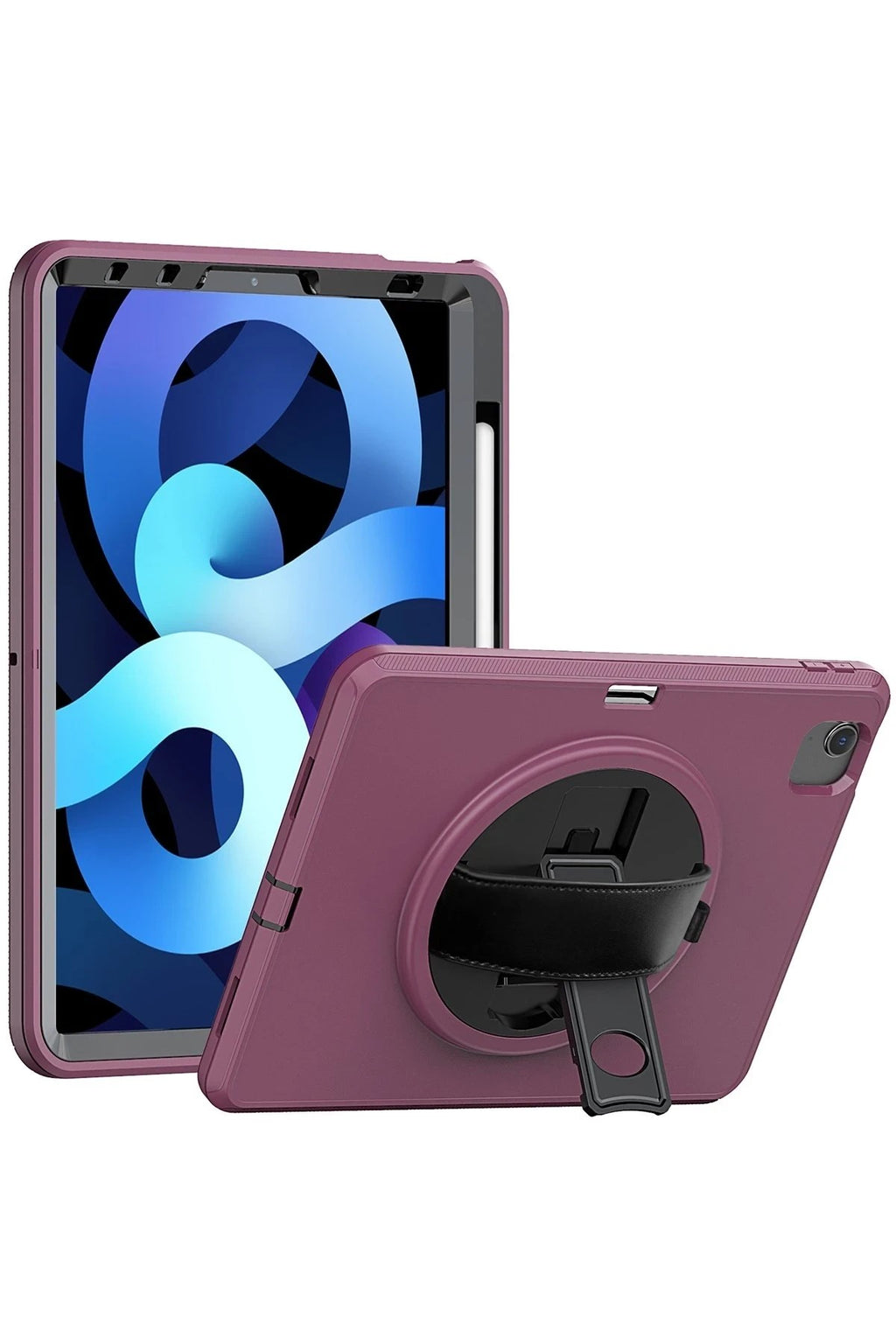 Mey İthalat® iPad 2022 10.9 (10.nesil) Kılıf Hand Strap Tablet Kılıfı - Mürdüm