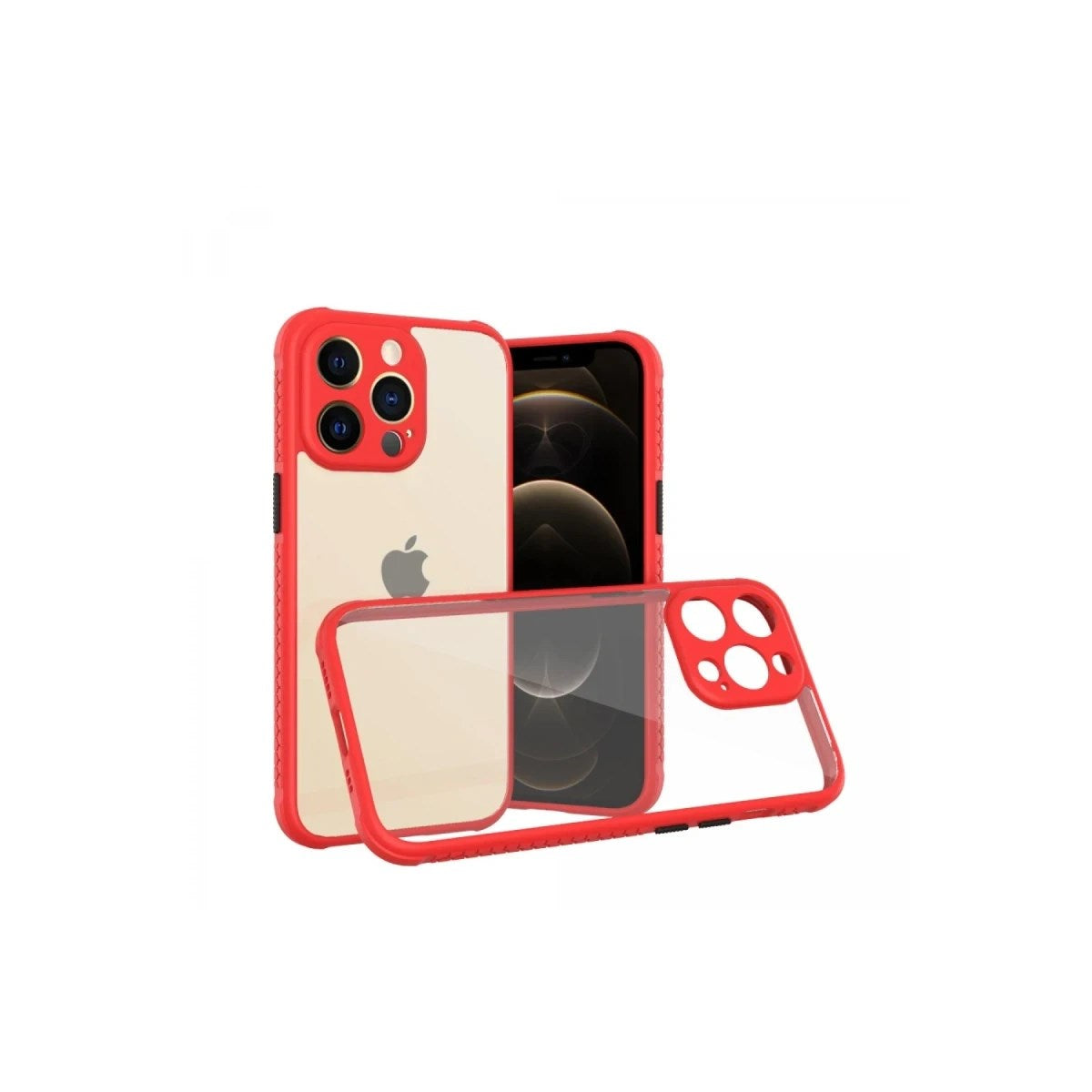 Mey İthalat® iPhone 13 Pro Kılıf Miami Şeffaf Silikon - Kırmızı