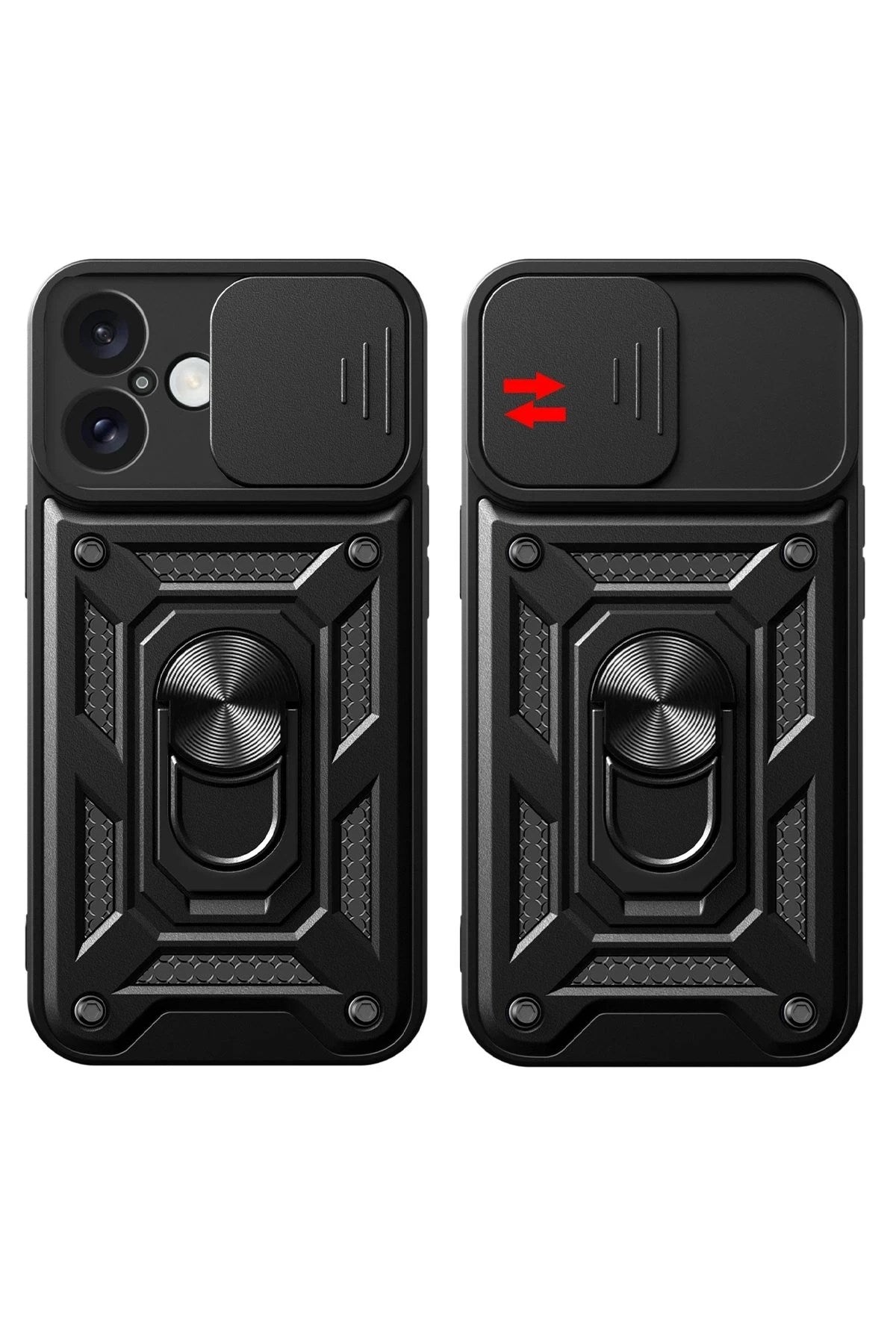 Mey İthalat® iPhone 16 Kılıf Pars Lens Yüzüklü Silikon - Gümüş