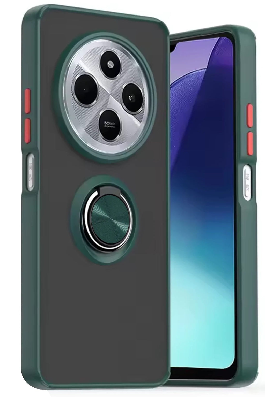 Mey İthalat® Redmi 14C Kılıf Montreal Yüzüklü Silikon Kapak - Yeşil