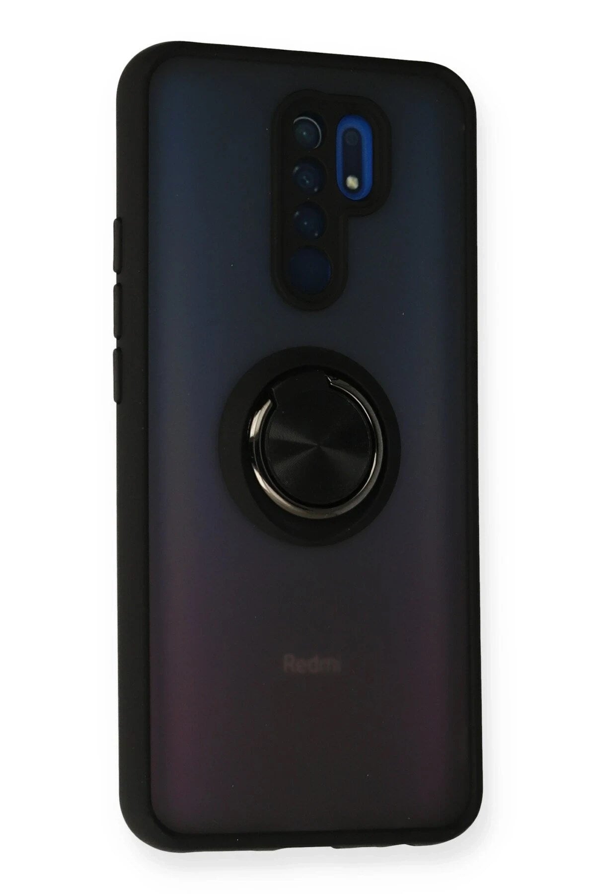 Mey İthalat® Redmi 9 Kılıf Montreal Yüzüklü Silikon Kapak - Siyah