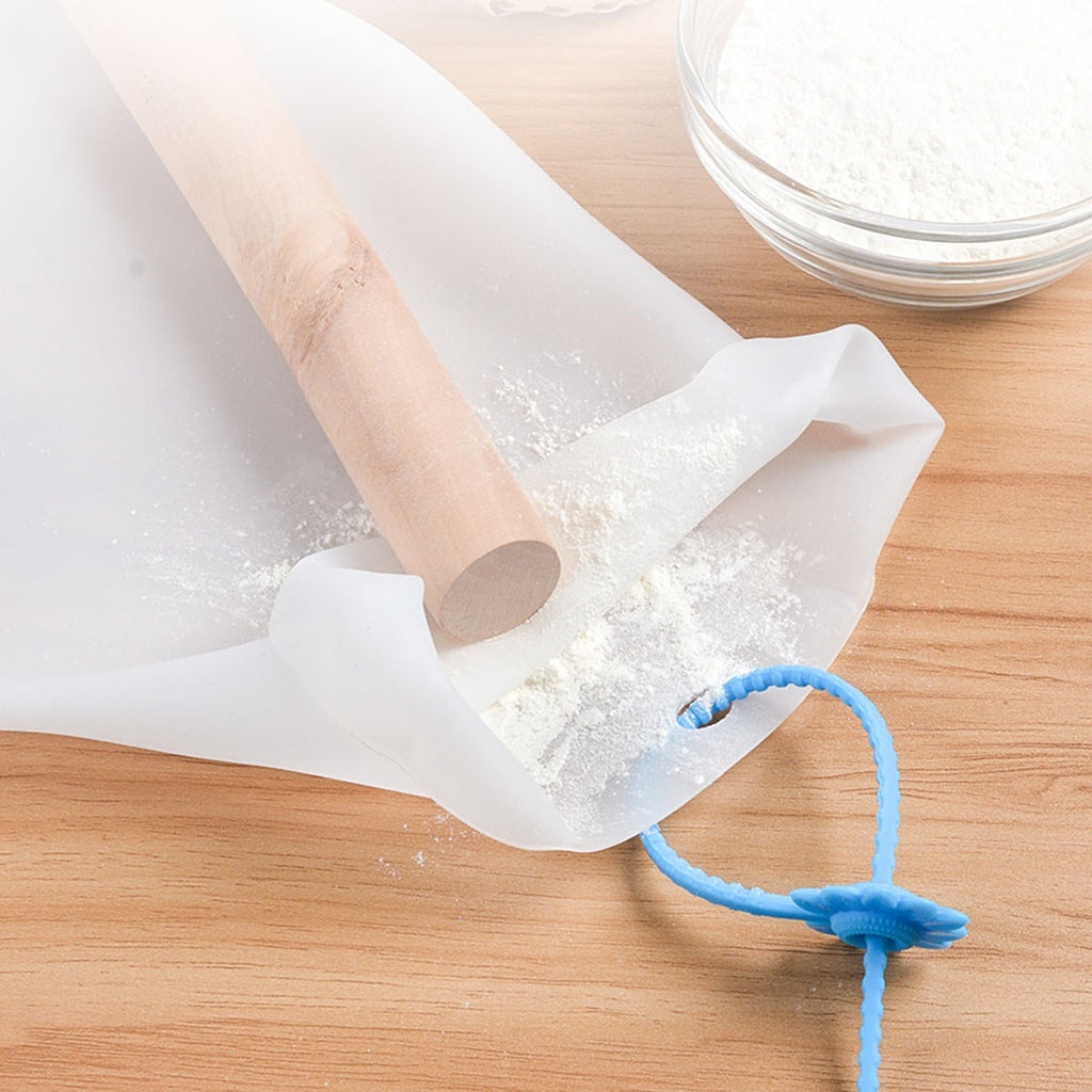 Büyük Hamur Torbası Silikon Şeffaf Hamur Yoğurma Torbası Ekmek Makarna Mantı Hamuru Kolay