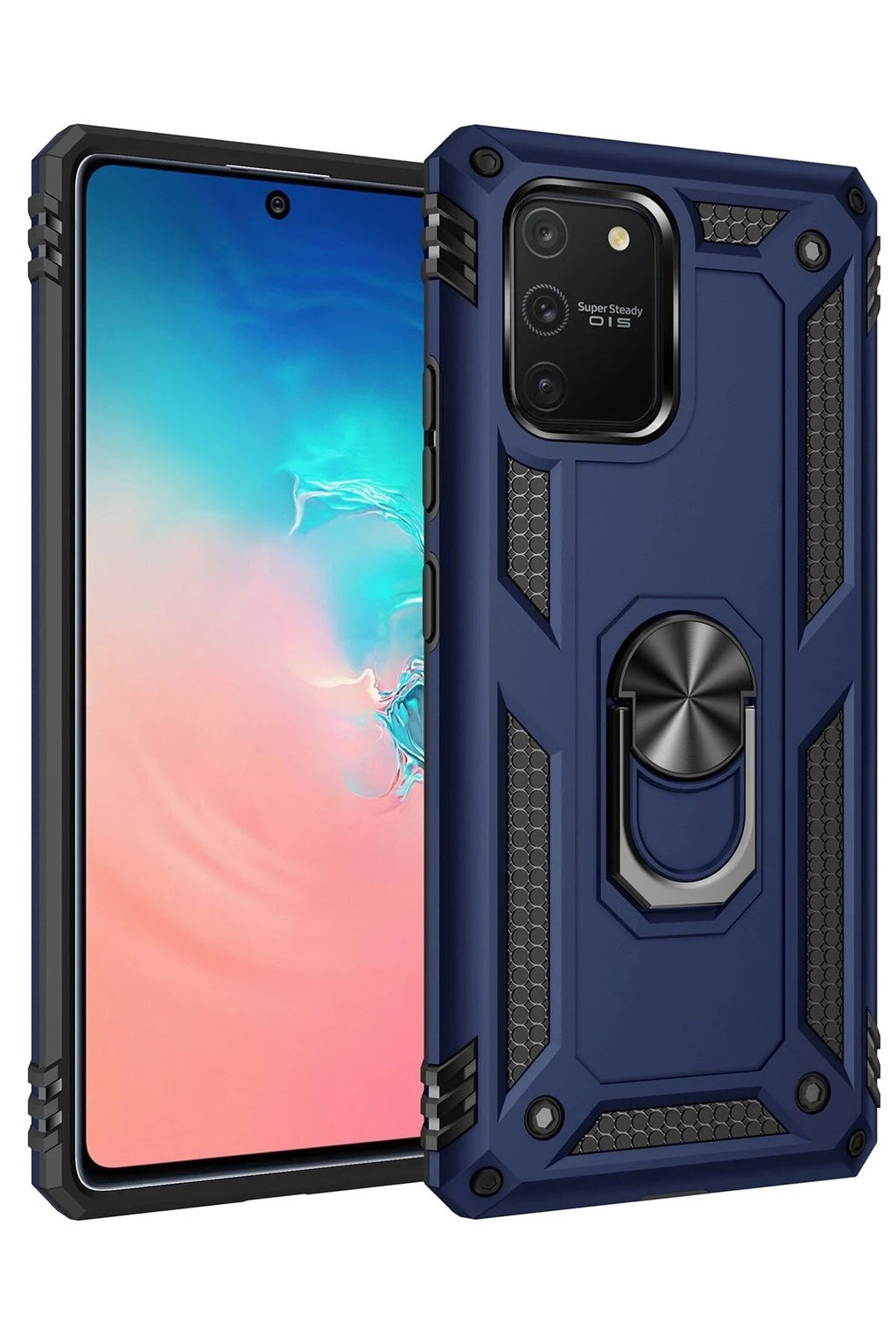 Mey İthalat® Samsung Galaxy A91 / S10 Lite Kılıf Sofya Yüzüklü Silikon Kapak - Lacivert