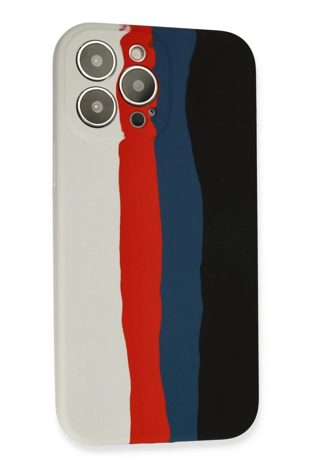 Mey İthalat® iPhone 13 Pro Kılıf Ebruli Lansman Silikon - Beyaz-Siyah