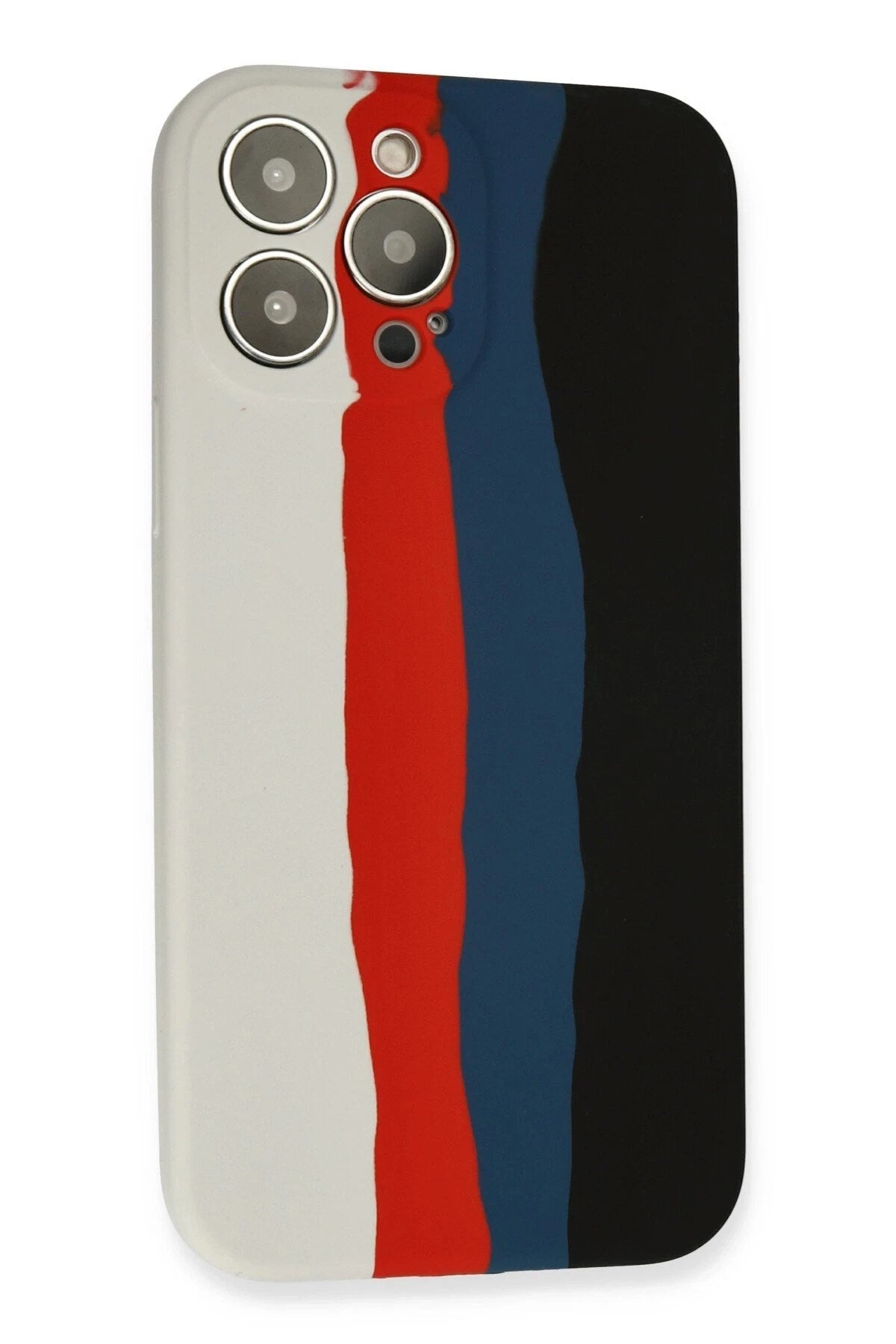 Mey İthalat® iPhone 13 Pro Kılıf Ebruli Lansman Silikon - Beyaz-Siyah