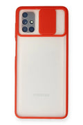 Mey İthalat® Samsung Galaxy M51 Kılıf Palm Buzlu Kamera Sürgülü Silikon - Kırmızı
