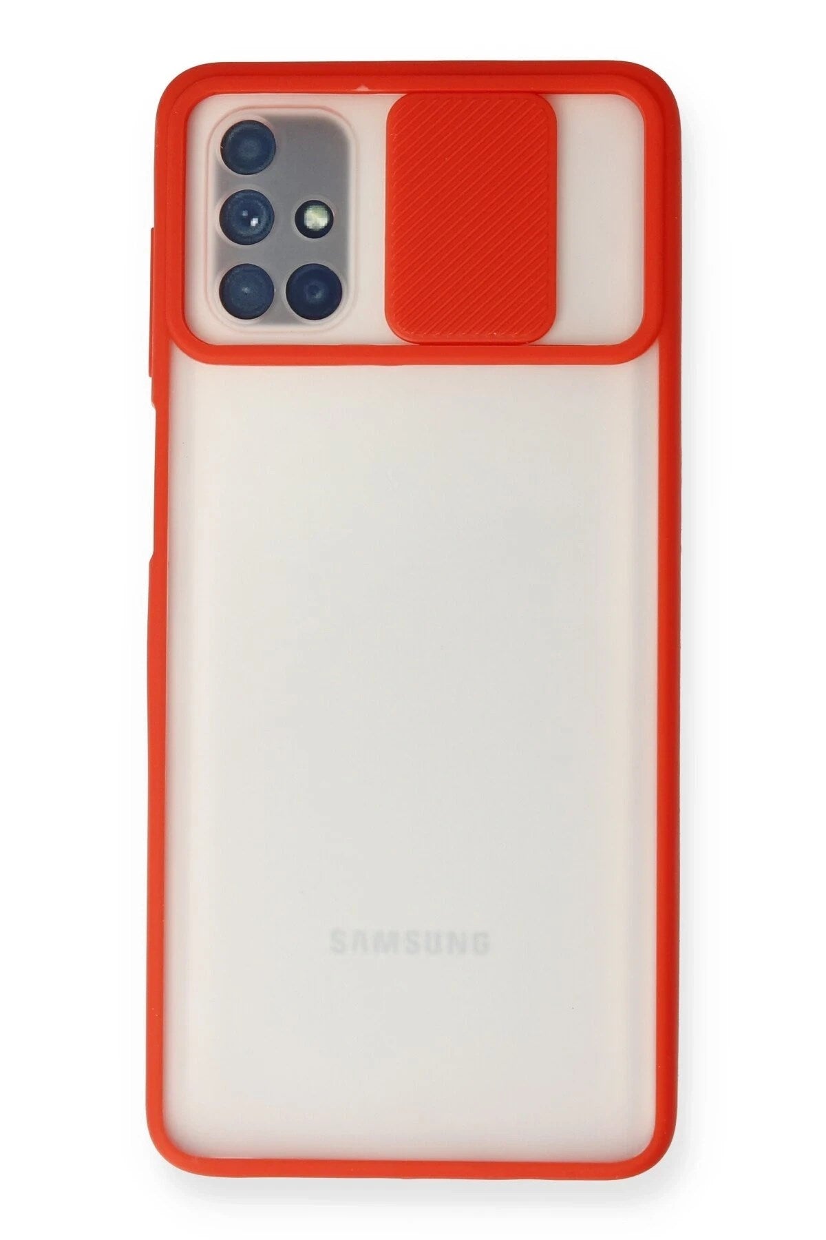 Mey İthalat® Samsung Galaxy M51 Kılıf Palm Buzlu Kamera Sürgülü Silikon - Kırmızı