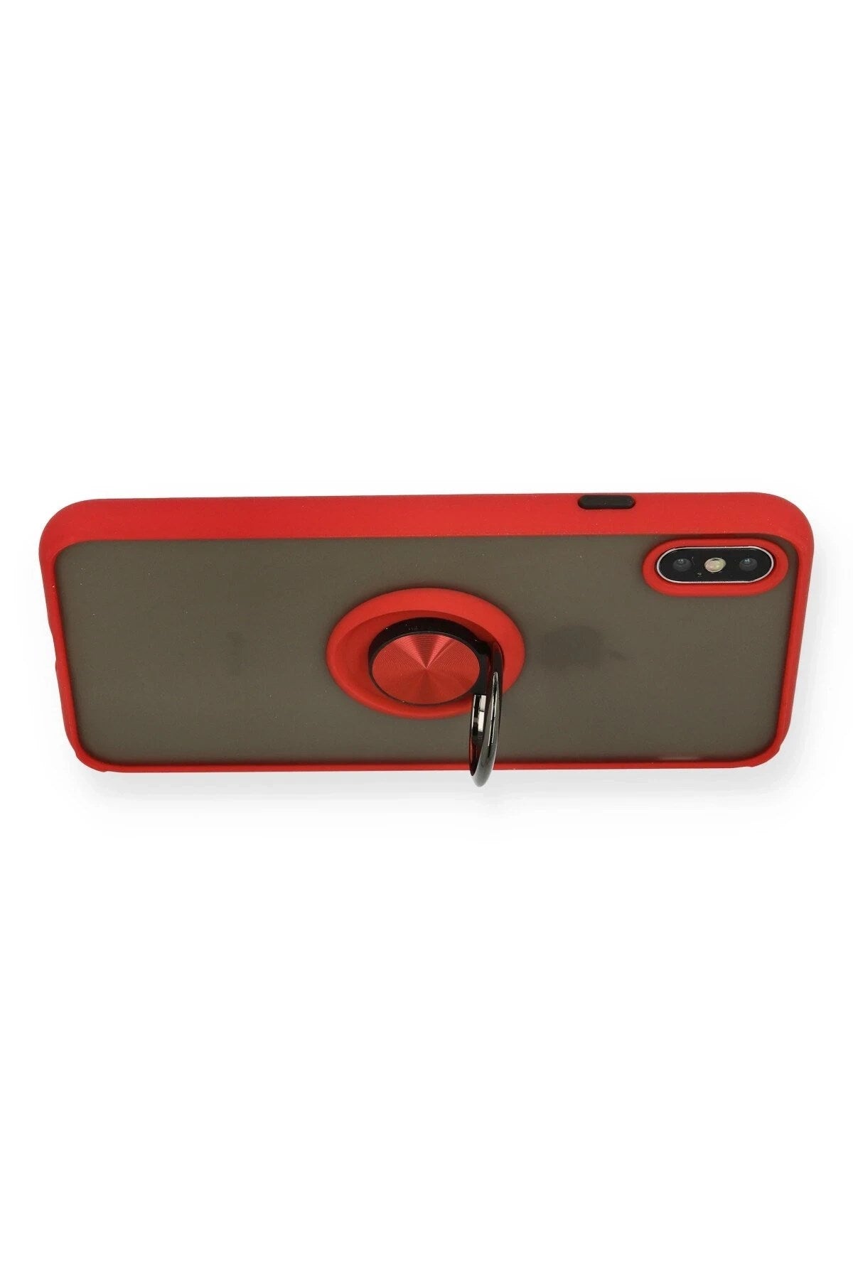Mey İthalat® iPhone X Kılıf Montreal Yüzüklü Silikon Kapak - Kırmızı