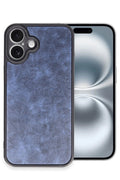 Mey İthalat® iPhone 16 Plus Kılıf Aras Deri Kapak - Lacivert