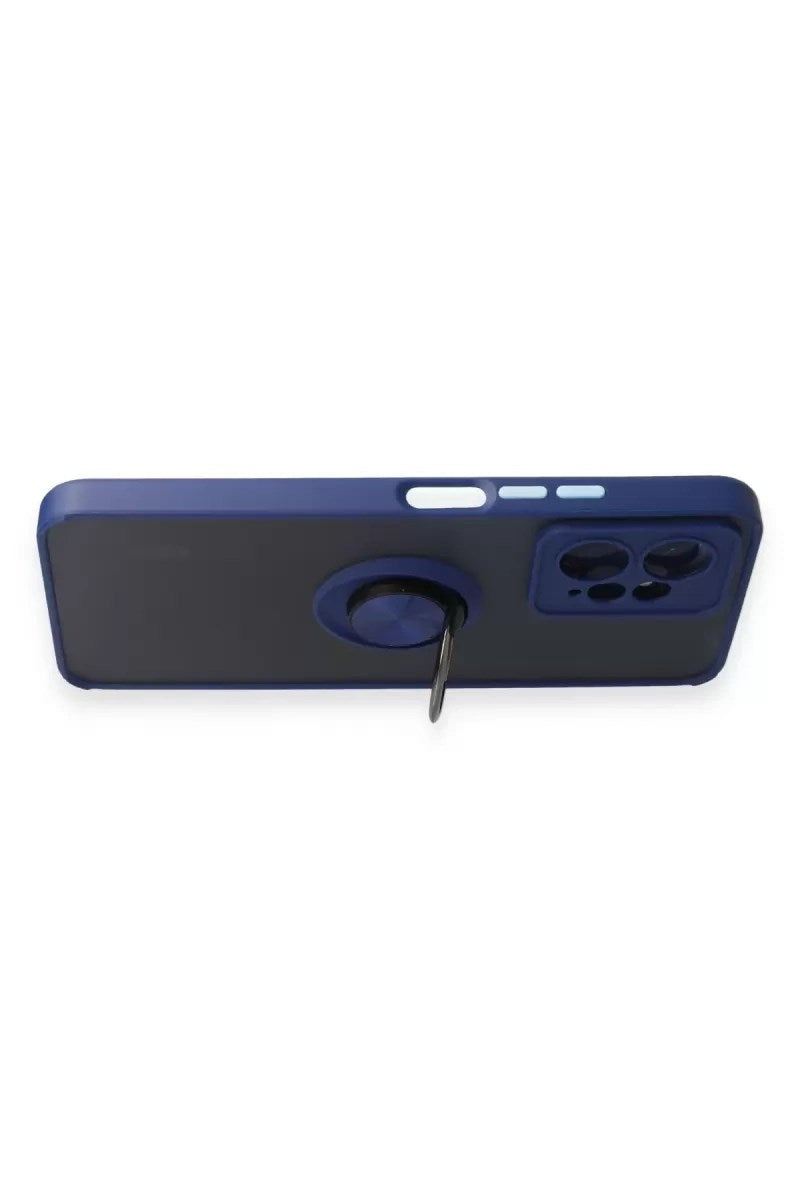 Mey İthalat® Redmi Note 12 4G Kılıf Montreal Yüzüklü Silikon Kapak - Lacivert