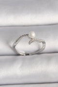 Mey İthalat® Pirinç Gümüş Renk Zirkon Taşlı Ayarlanabilir Yüzük