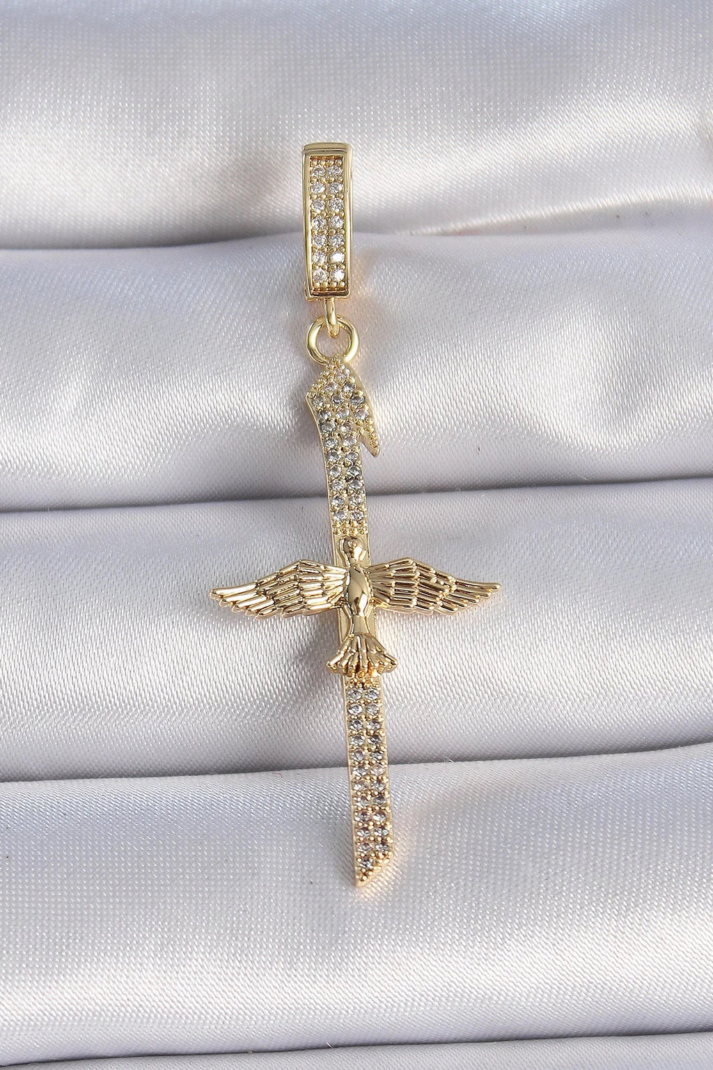 Mey İthalat® Pirinç Gold Renk Zirkon Taş Detaylı Elif Model Anka Kuşu Figür Ajda Charm