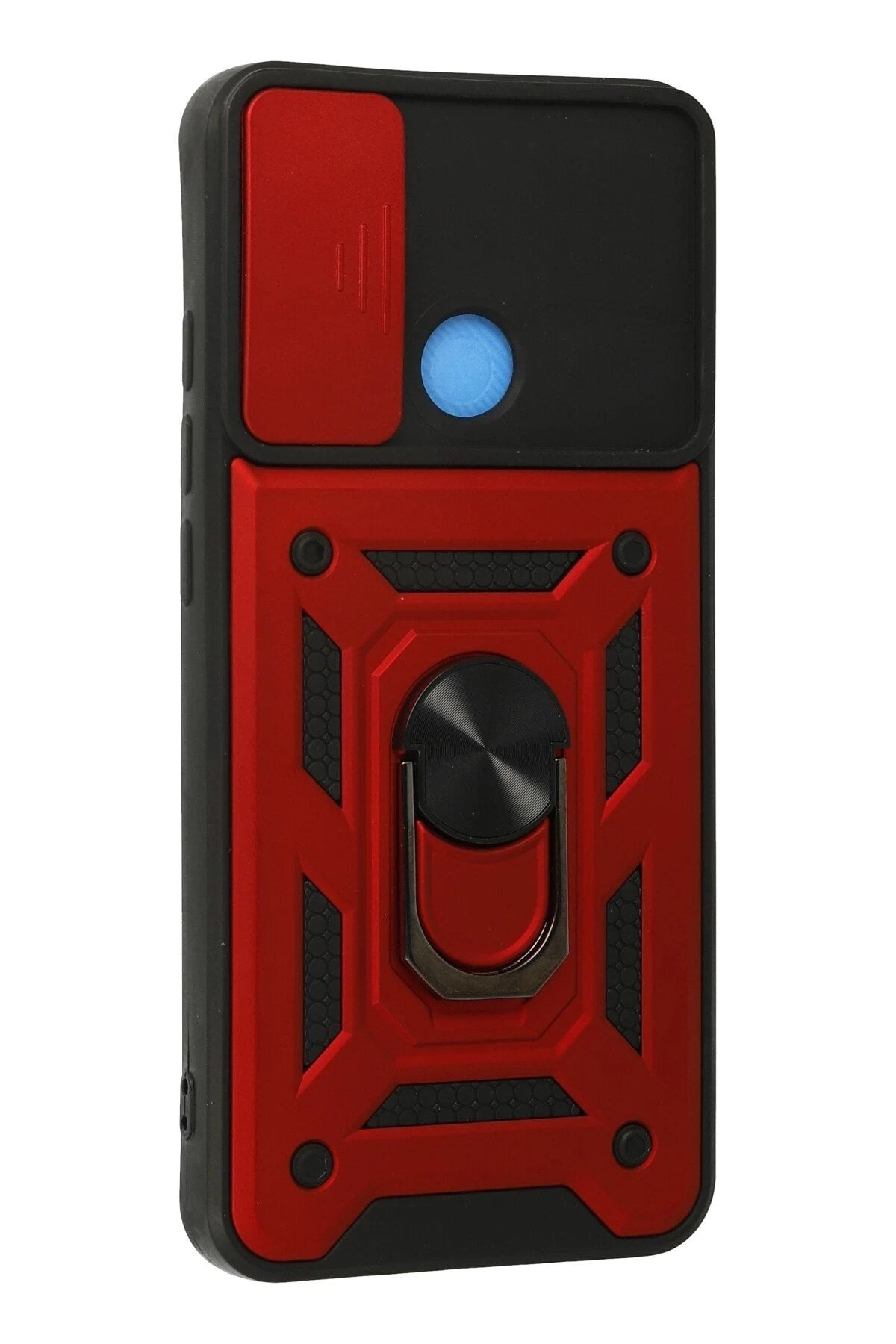 Mey İthalat® Redmi 9C Kılıf Pars Lens Yüzüklü Silikon - Kırmızı