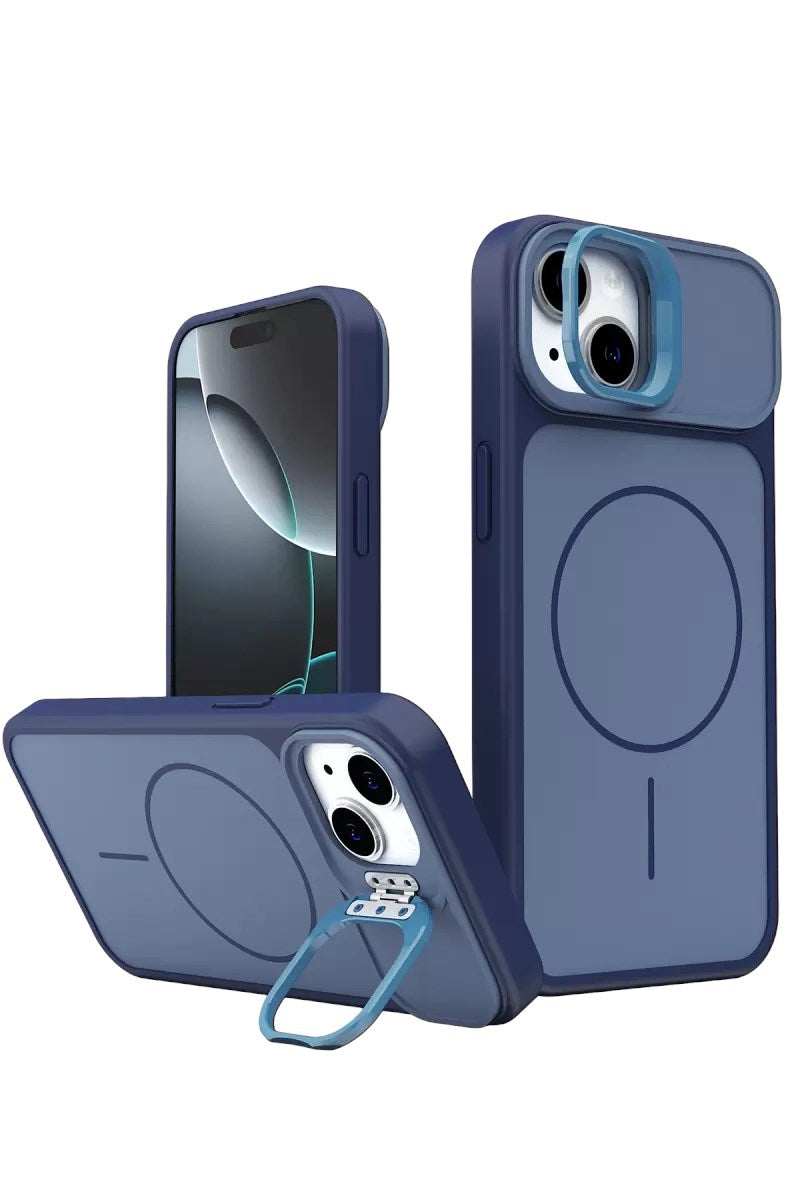 Mey İthalat® iPhone 15 Pale Magsafe Standlı Kapak - Mavi