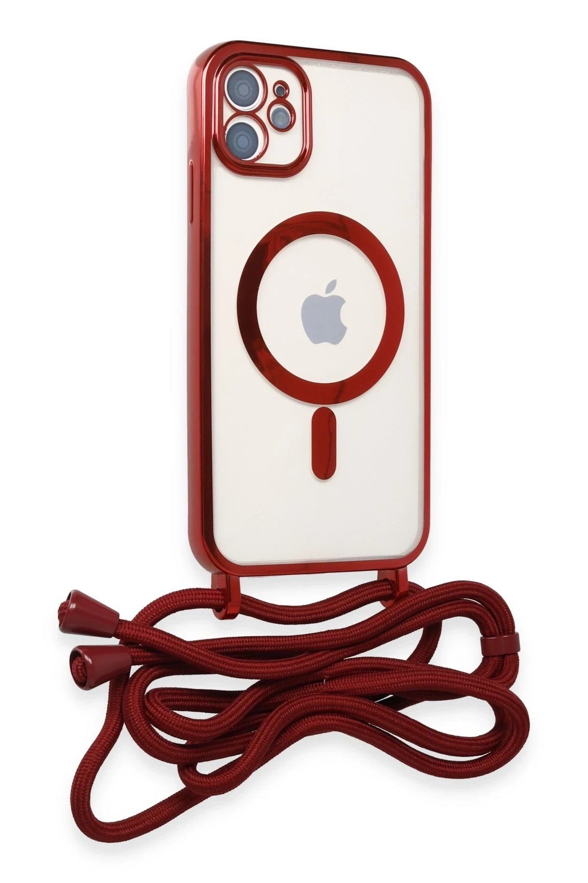 Mey İthalat® iPhone 11 Kılıf Divo Lazer Askılı Magsafe Kapak - Kırmızı