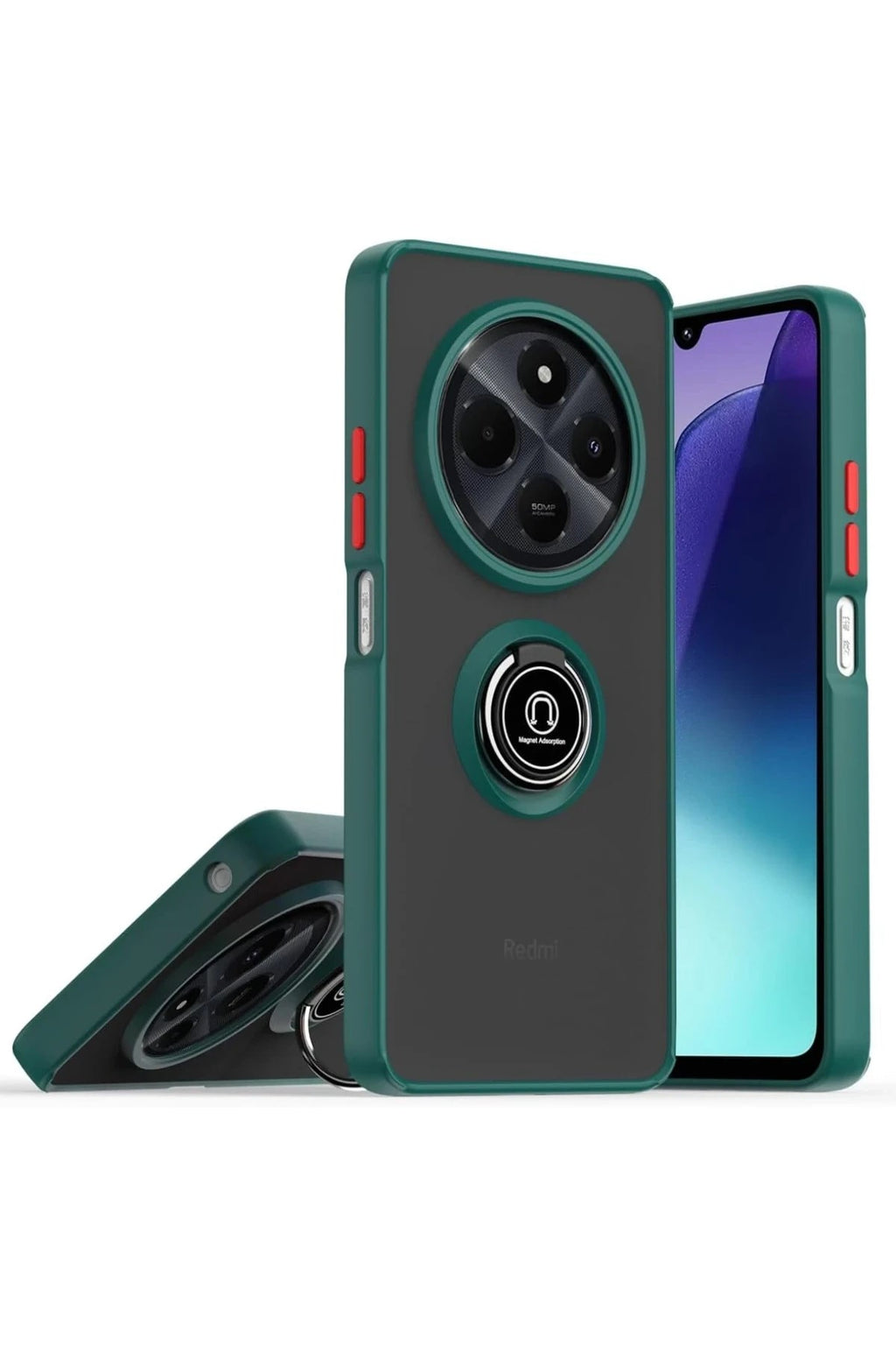 Mey İthalat® Realme C75 4G Kılıf Montreal Yüzüklü Silikon Kapak - Yeşil