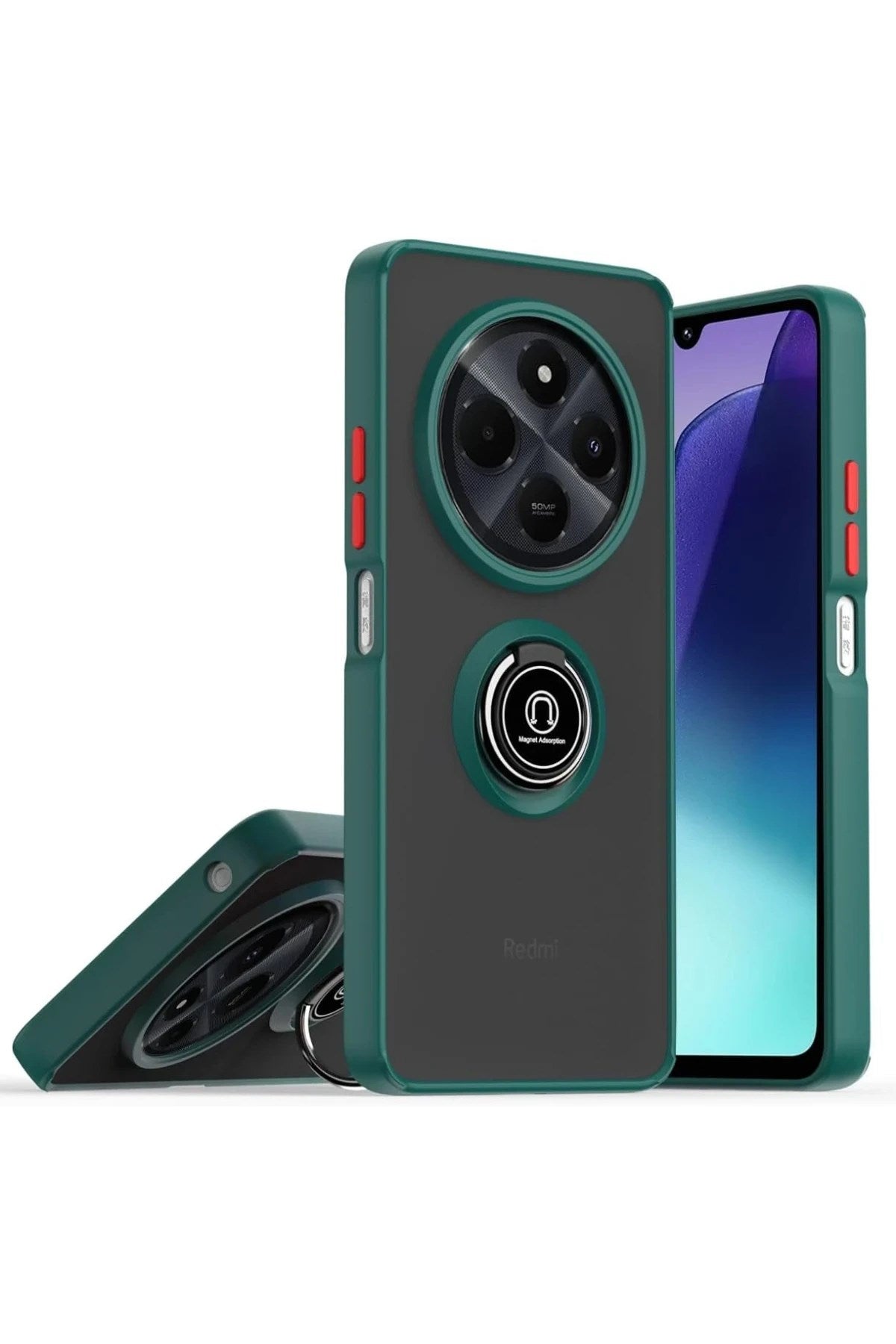 Mey İthalat® Realme C75 4G Kılıf Montreal Yüzüklü Silikon Kapak - Yeşil