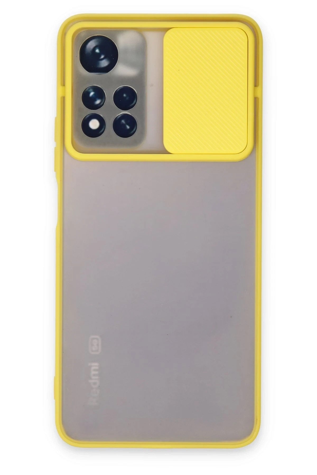 Mey İthalat® Redmi Note 11 Pro Plus 5G Kılıf Palm Buzlu Kamera Sürgülü Silikon - Sarı