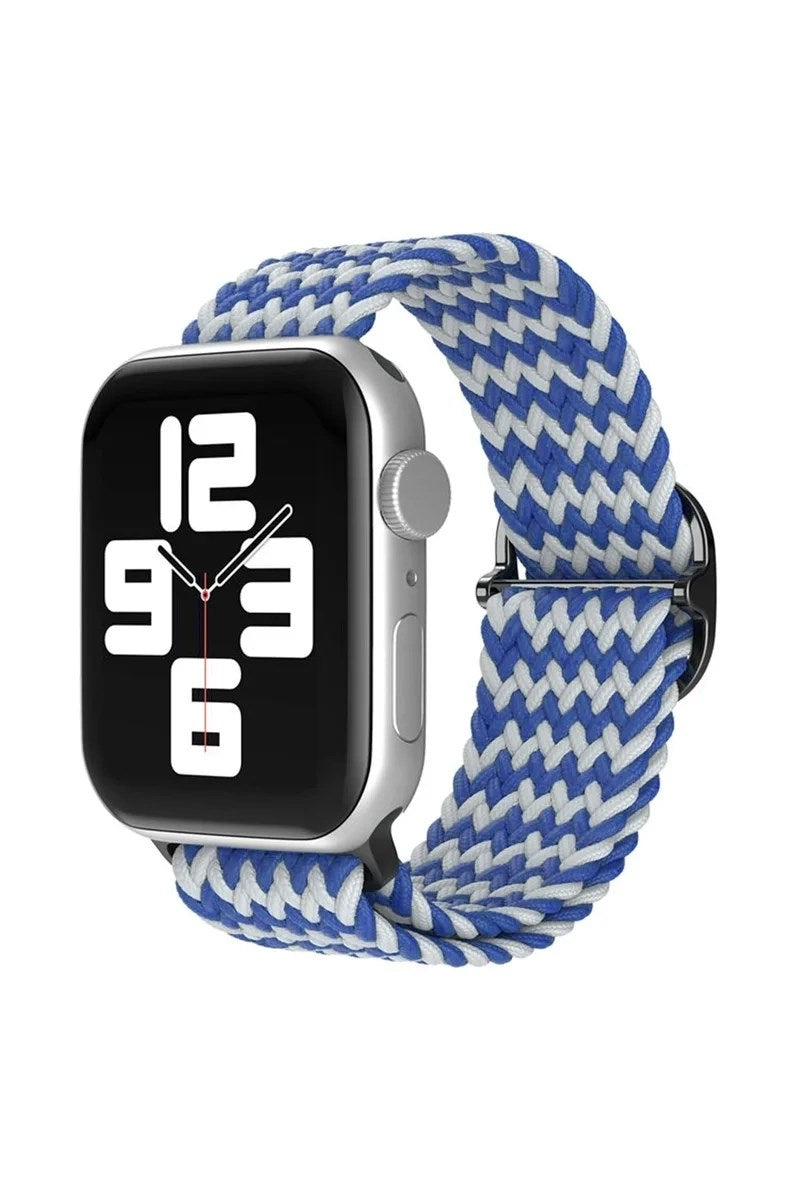 Mey İthalat® Watch 38mm Star Kordon - Zigzag Beyaz-Mavi