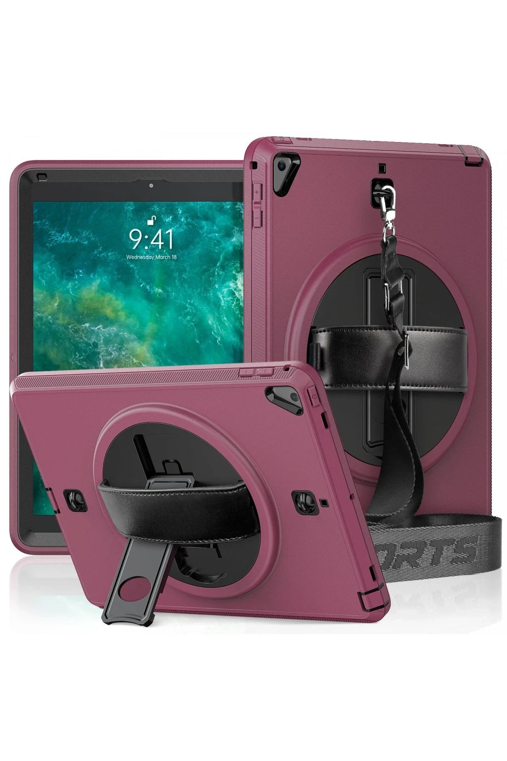 Mey İthalat® iPad 5 Air 9.7 Kılıf Strap-C Otterbox Tablet Kapak - Mürdüm