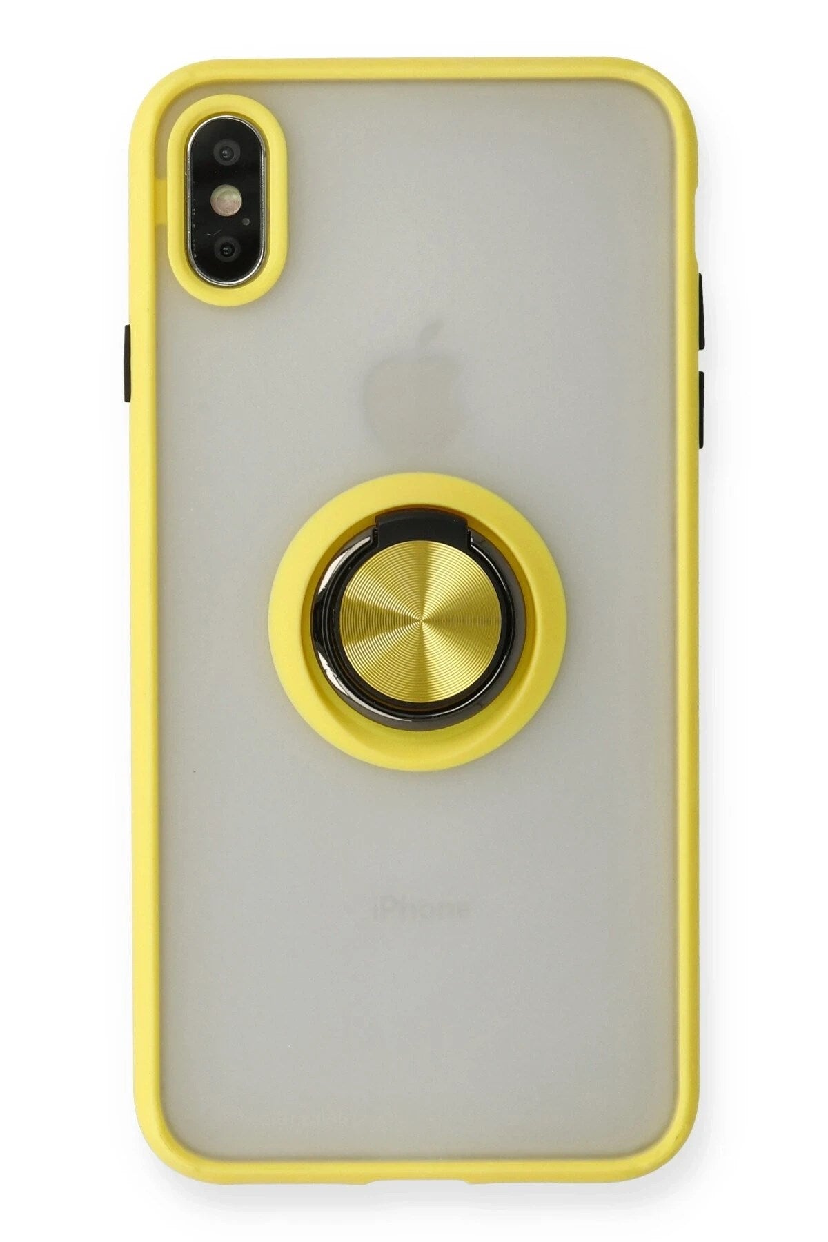 Mey İthalat® iPhone X Kılıf Montreal Yüzüklü Silikon Kapak - Sarı