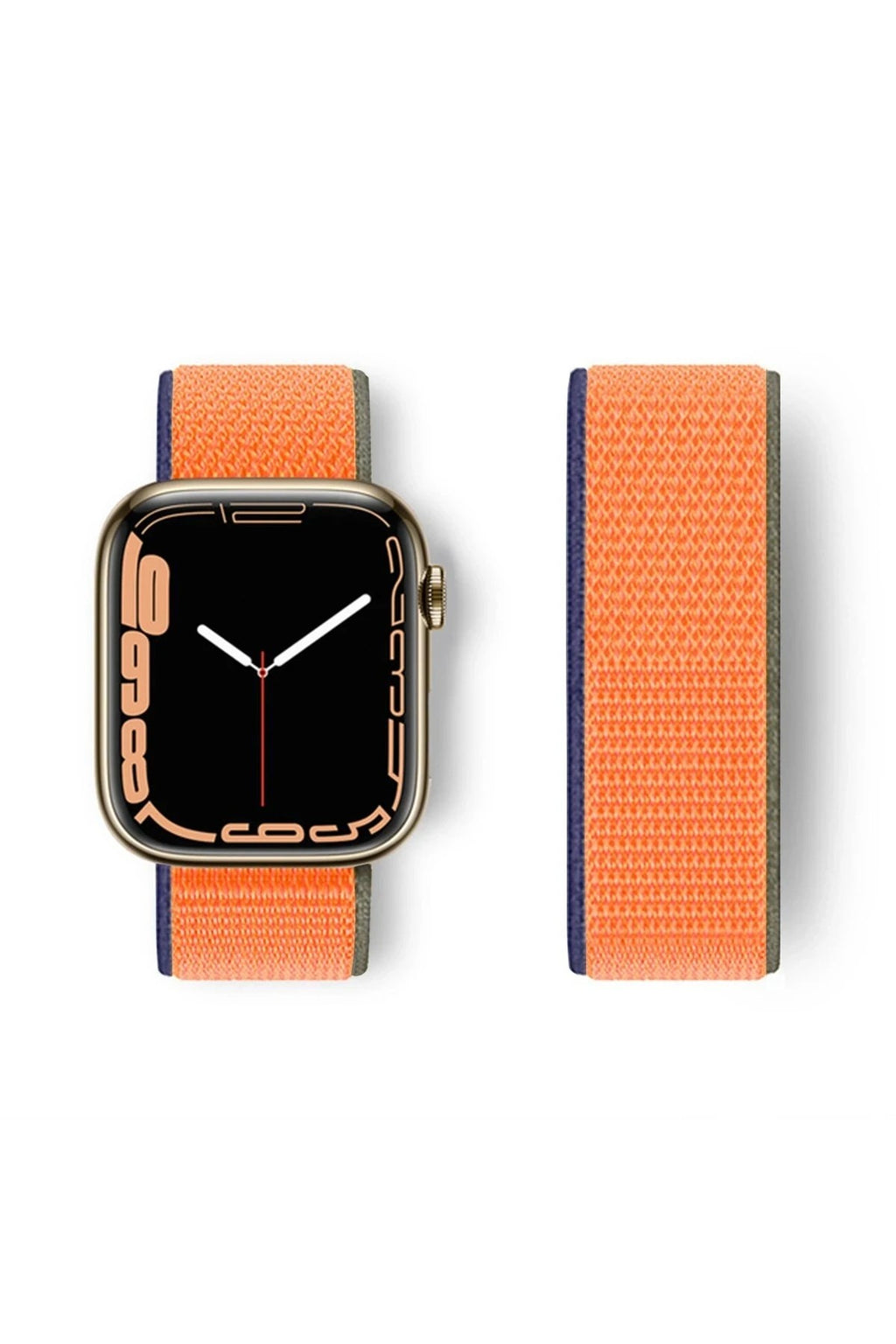 Mey İthalat® Watch 38mm Hasırlı Cırtcırtlı Kordon - Lacivert-Turuncu