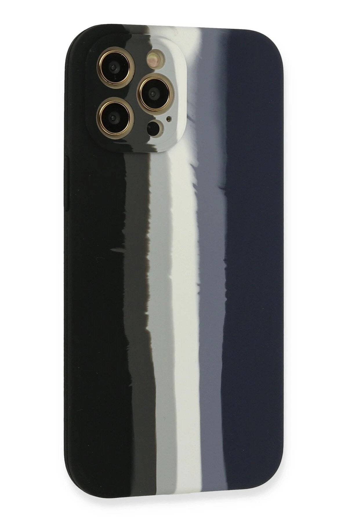 Mey İthalat® iPhone 12 Pro Max Kılıf Ebruli Lansman Silikon - Siyah-Lacivert