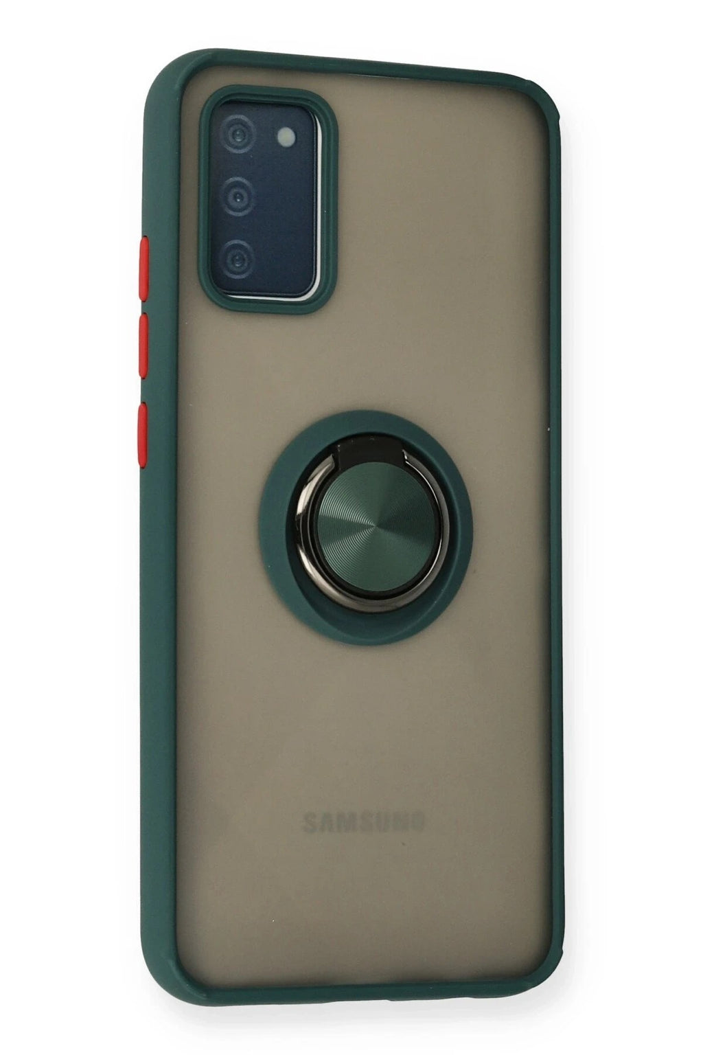 Mey İthalat® Samsung Galaxy A02S Kılıf Montreal Yüzüklü Silikon Kapak - Yeşil