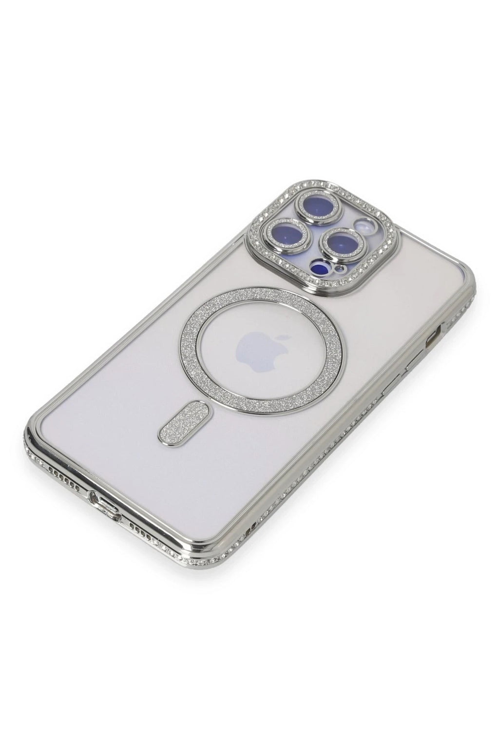 Mey İthalat® iPhone 14 Pro Max Kılıf Joke Simli Magneticsafe Kılıf - Gümüş