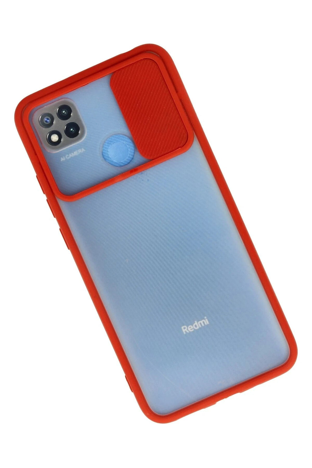 Mey İthalat® Redmi 9C Kılıf Palm Buzlu Kamera Sürgülü Silikon - Kırmızı
